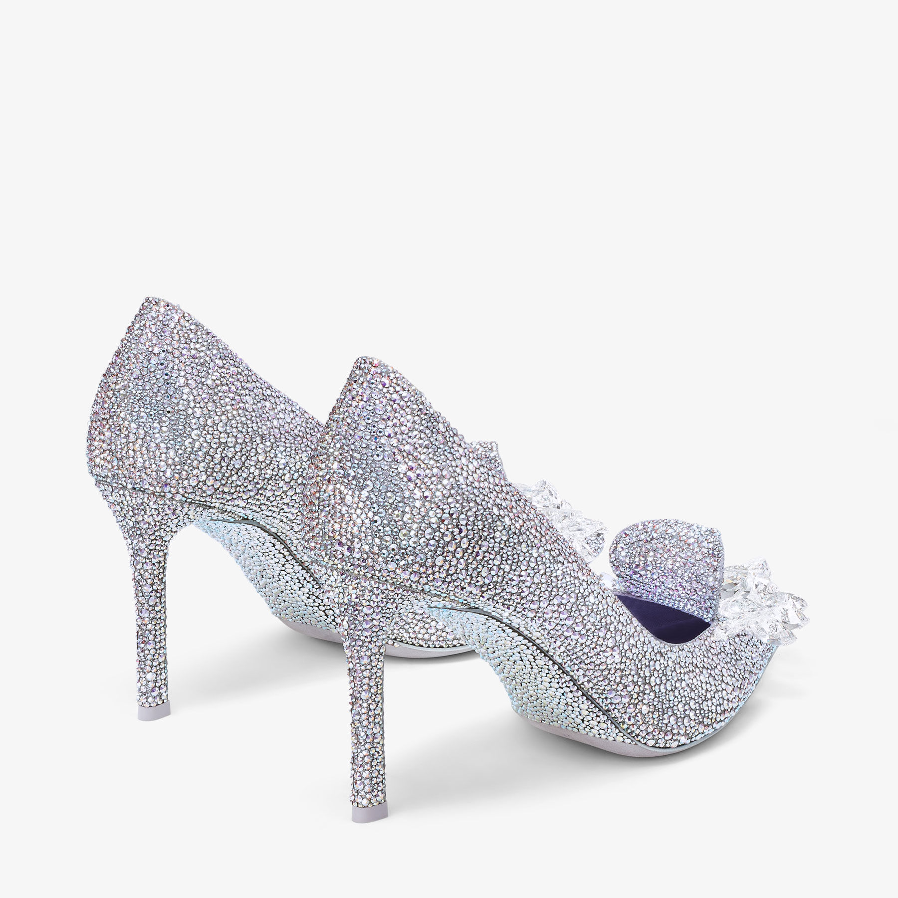 Crystal Slipper 85 | Iridescent Crystal Pointed-Toe Pumps with Hearts ...