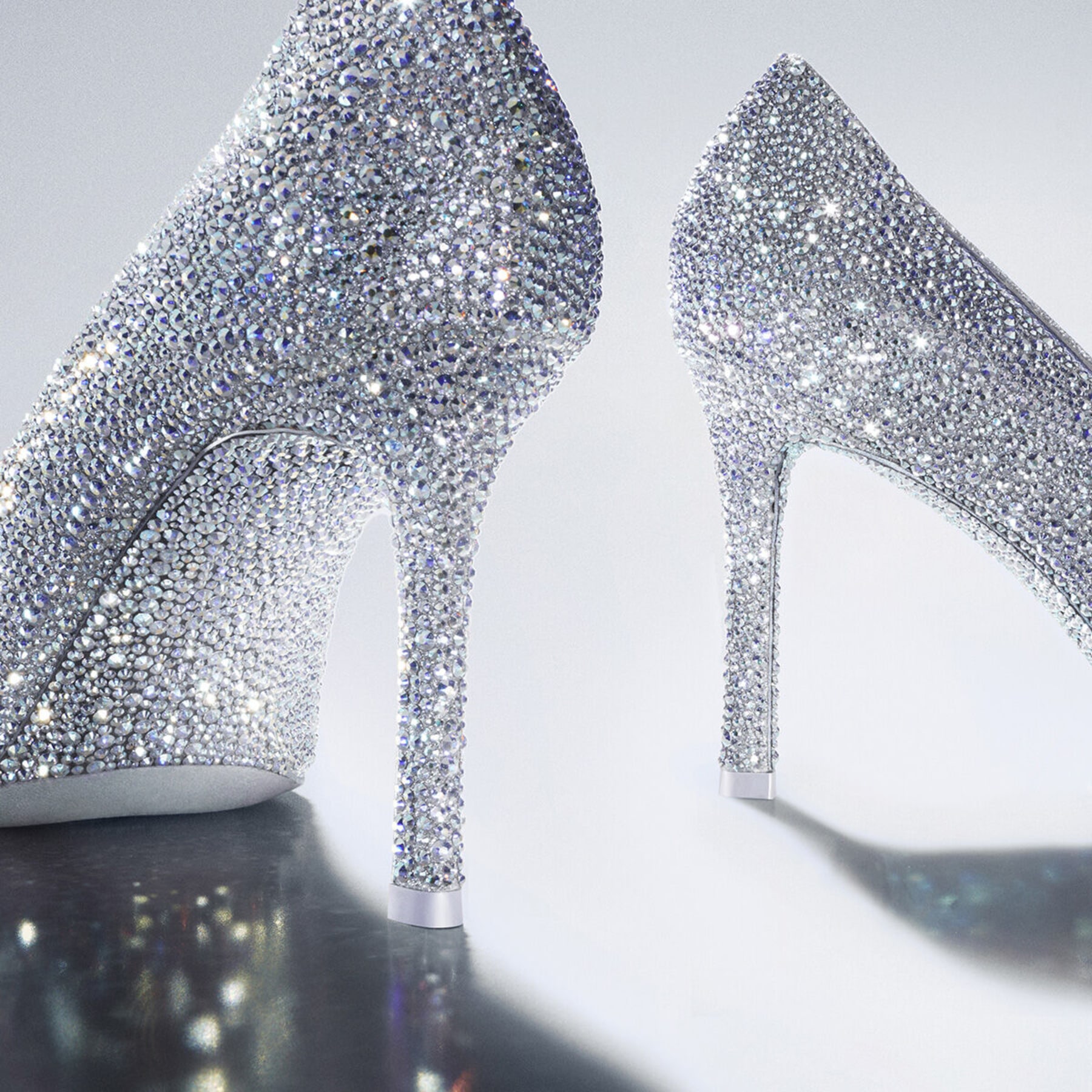 Crystal Slipper 85 | Iridescent Crystal Pointed-Toe Pumps with Hearts ...