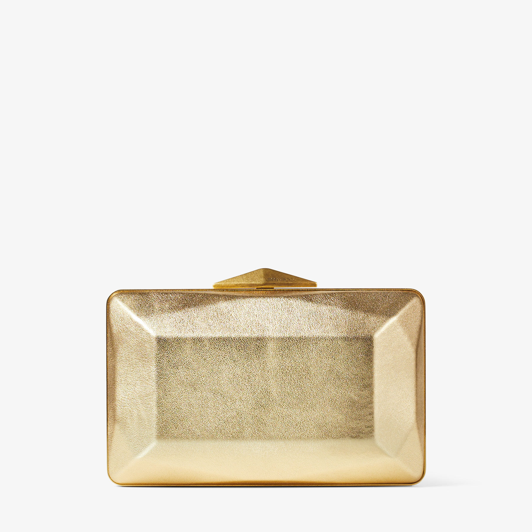 DIAMOND BOX CLUTCH  Gold Metallic Nappa Leather Box Clutch Bag