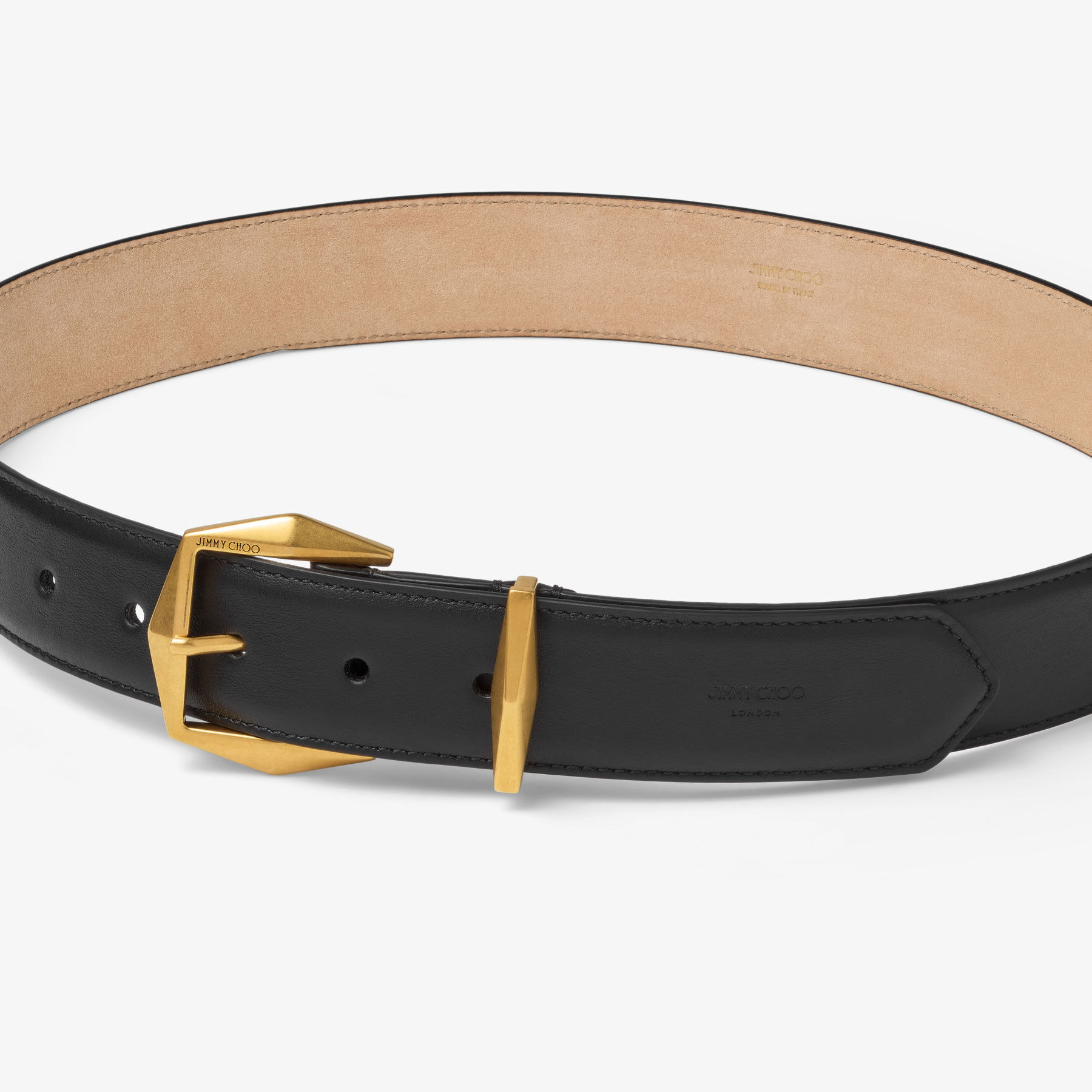 Diamond Black Leather Diamond Belt JIMMY CHOO CA