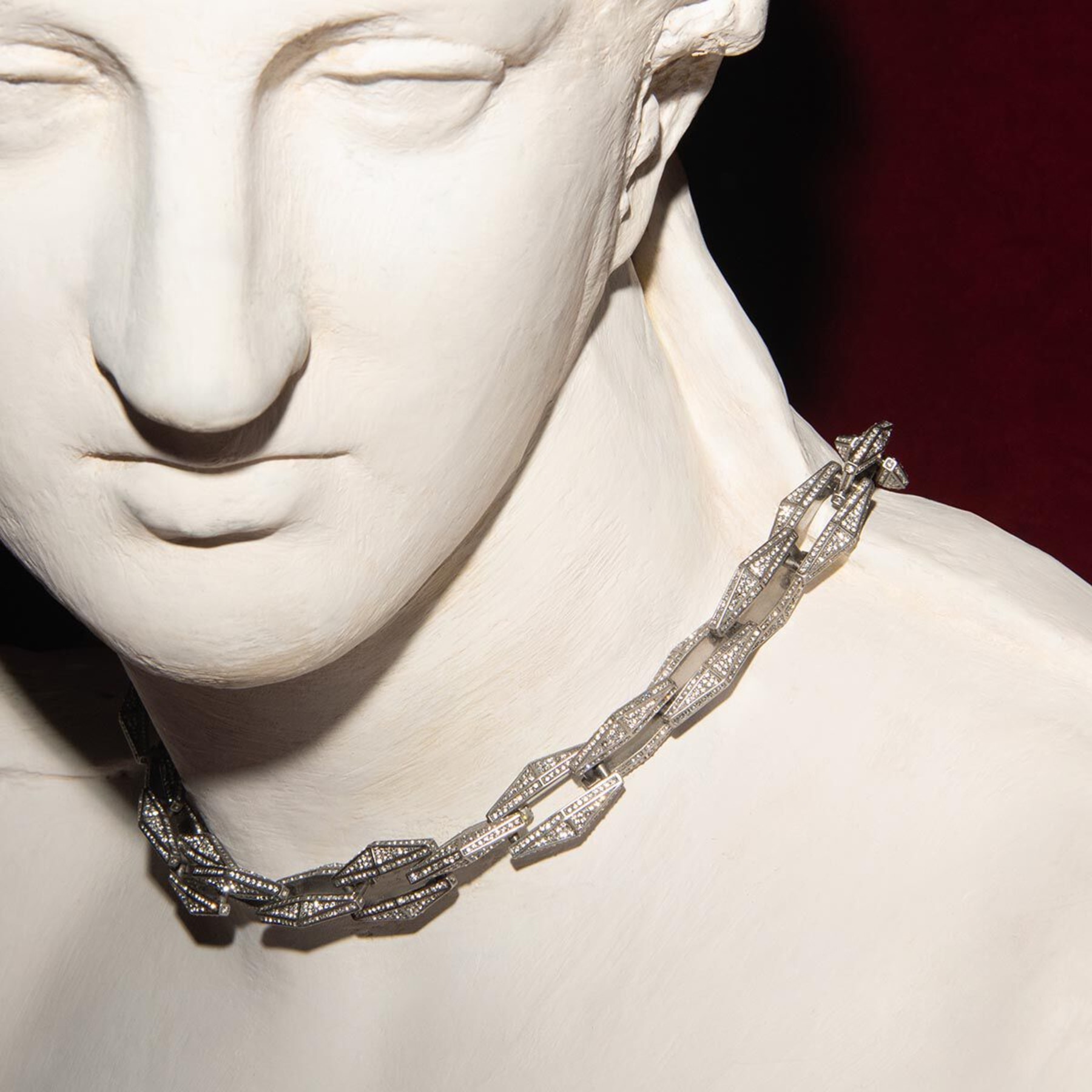DIAMOND CHAIN NECKLACE Silver Finish Chain Necklace with Pave Crystals New Collection JIMMY CHOO