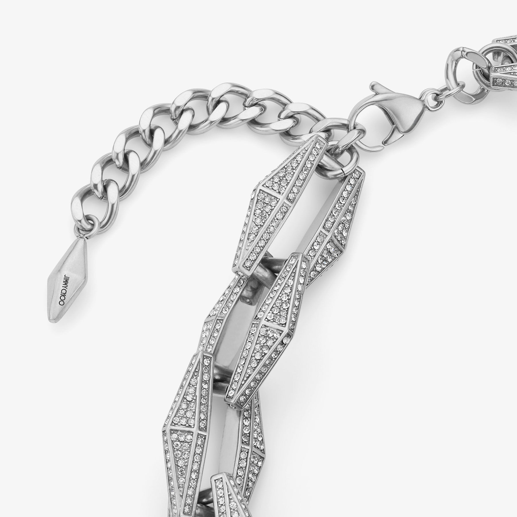 DIAMOND CHAIN NECKLACE  Silver-Finish Chain Necklace with Pave