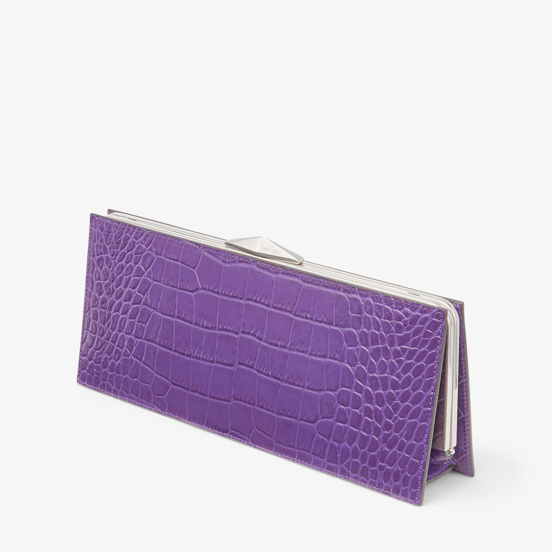 DIAMOND COCKTAIL | Cassis Croc-Embossed Leather Cocktail Clutch 