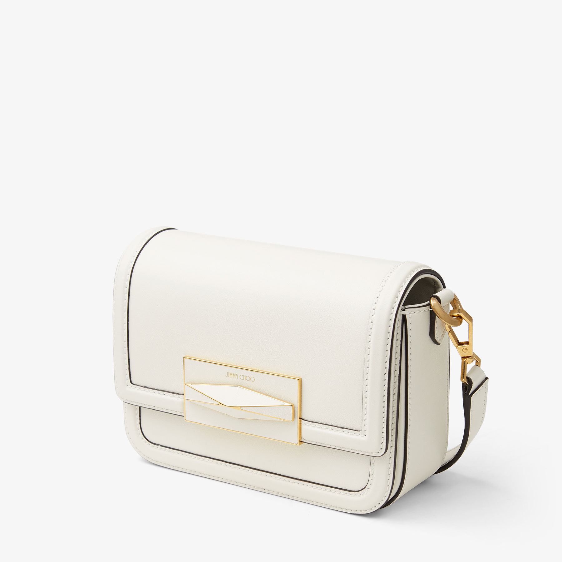 Diamond Crossbody | Latte Smooth Calf Leather Top Handle Bag | JIMMY CHOO