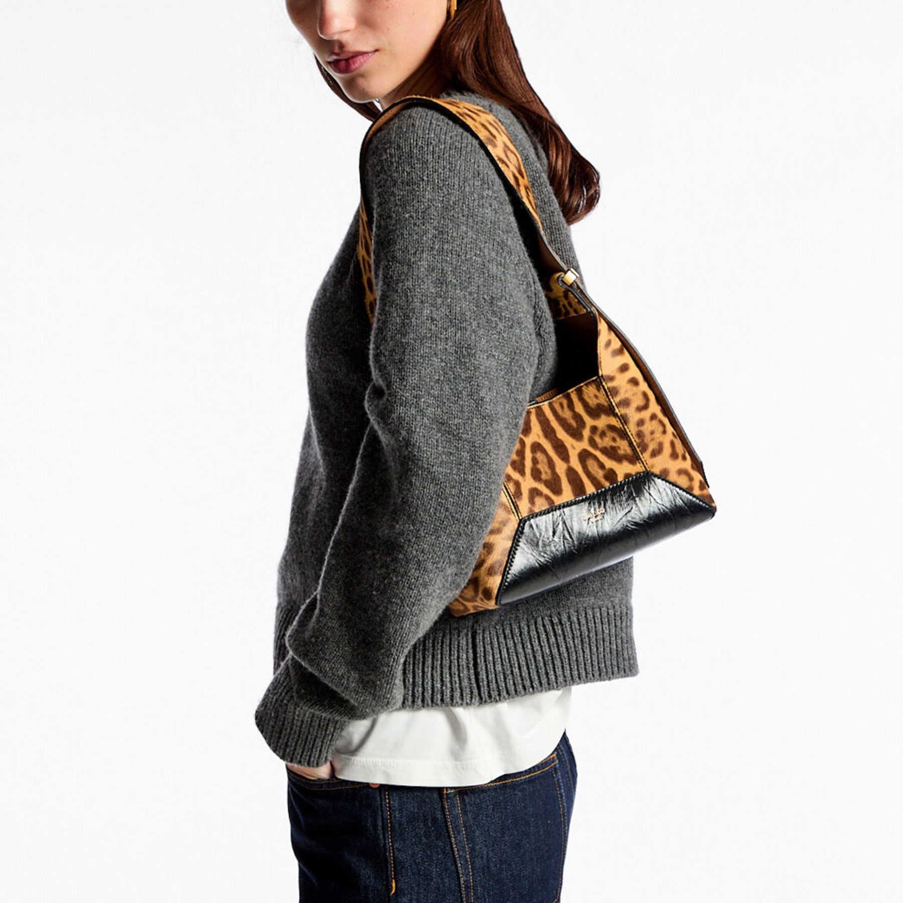 Diamond Hobo S Natural Leopard Print Pony Shoulder Bag JIMMY CHOO