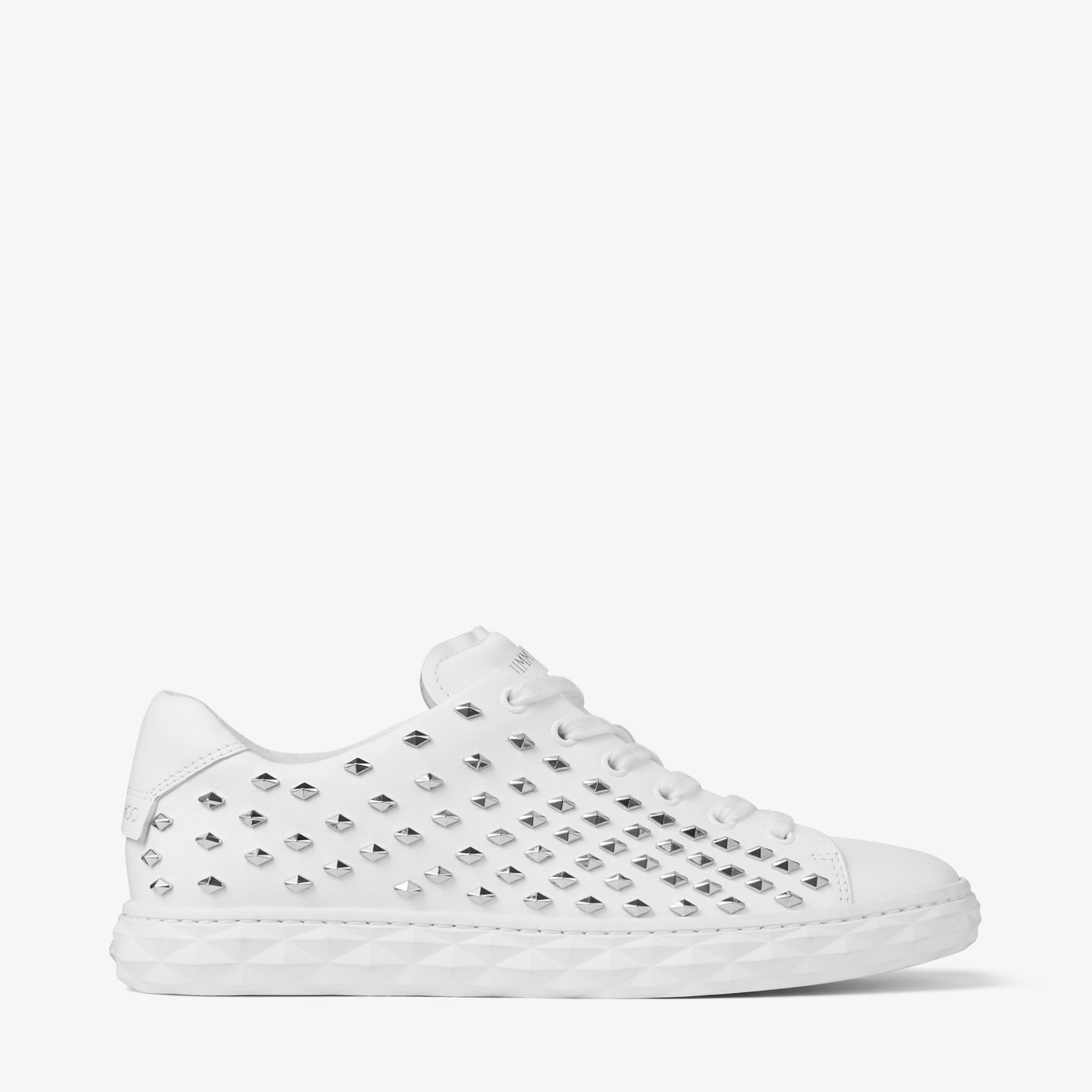 DIAMOND LIGHT/F | White Nappa Low-Top Trainers with Studs | Autumn ...