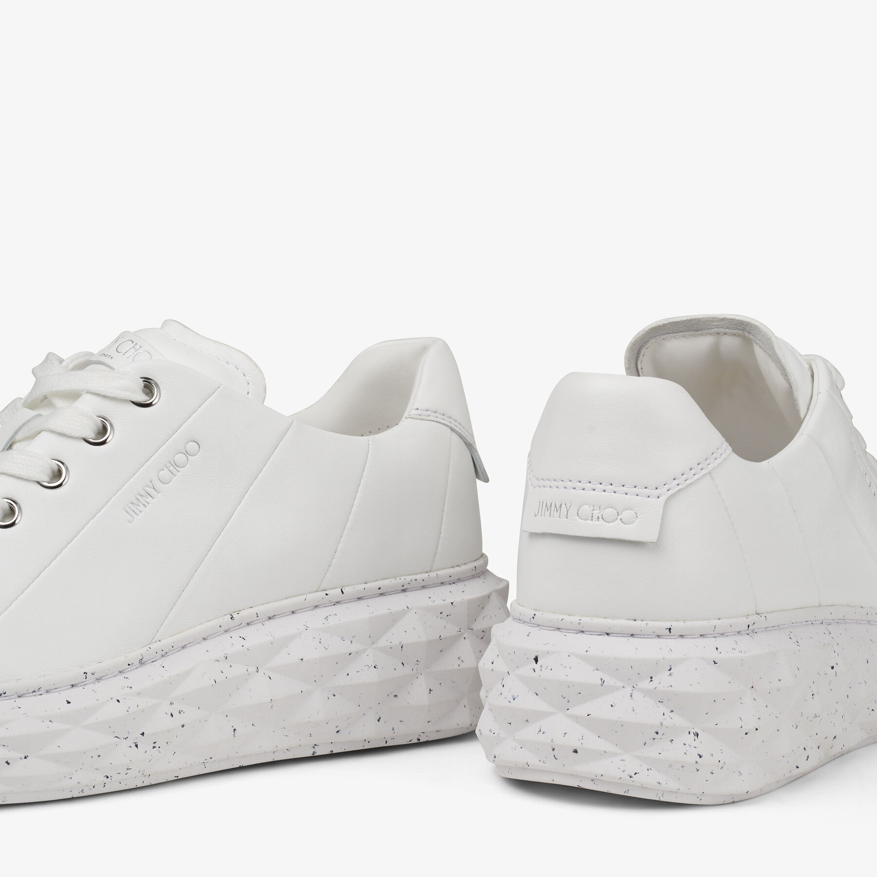 DIAMOND LIGHT MAXI/F | White Nappa Leather Low-Top Trainers with 