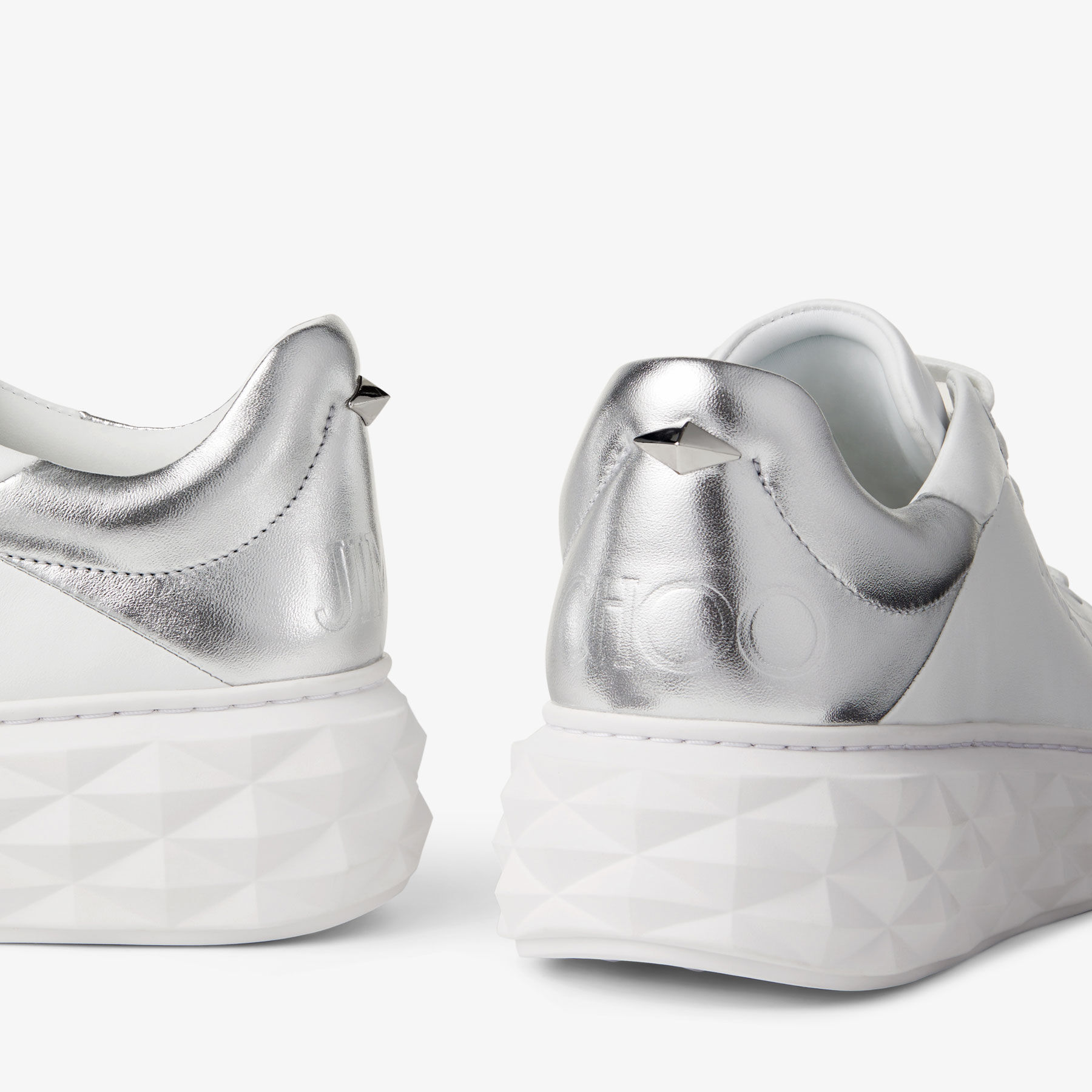 Diamond Maxi/F Ii | White and Silver Leather Trainers with