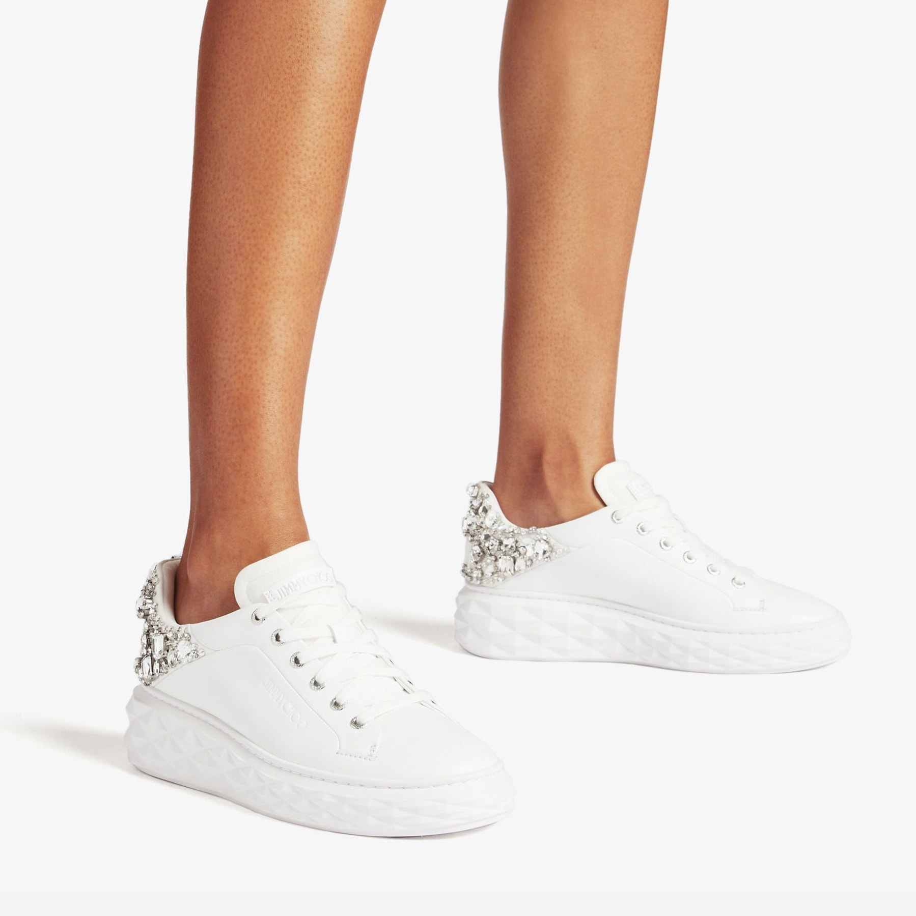 Diamond Maxi/F Ii | White and Silver Nappa Leather Trainers with 
