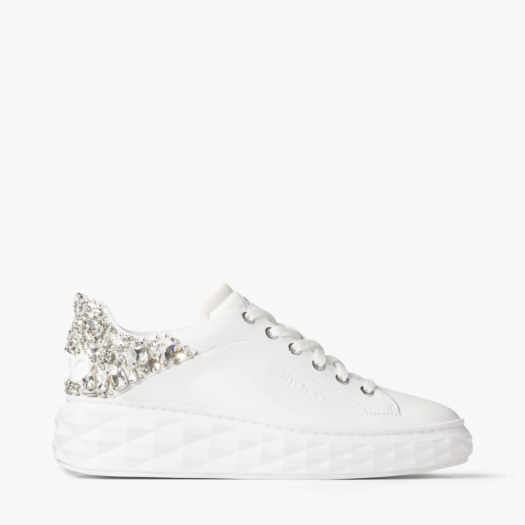 Diamond Maxi/F Ii | White and Silver Nappa Leather Trainers with 