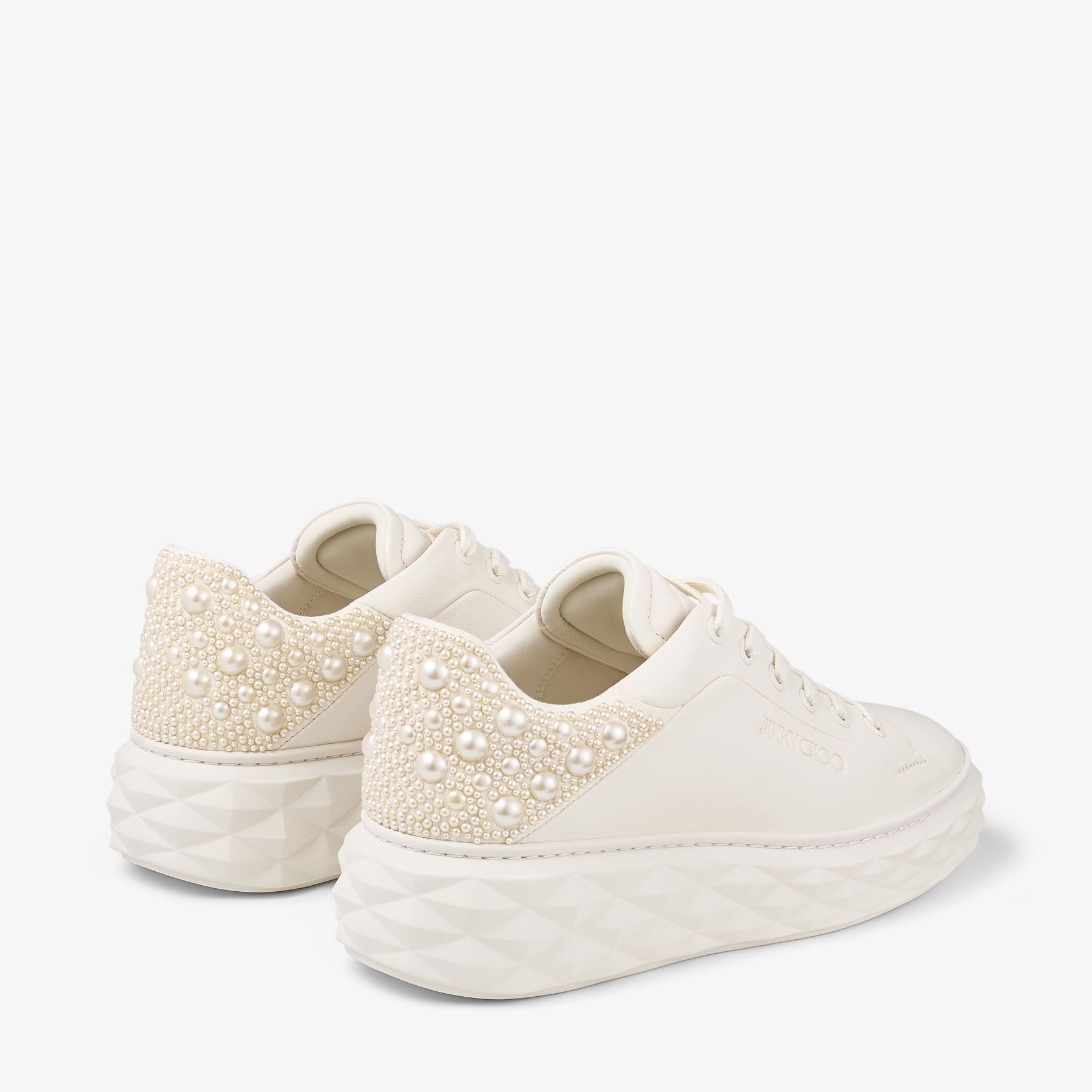 Diamond Maxi/F II | Latte Embossed Leather Trainer | JIMMY CHOO US