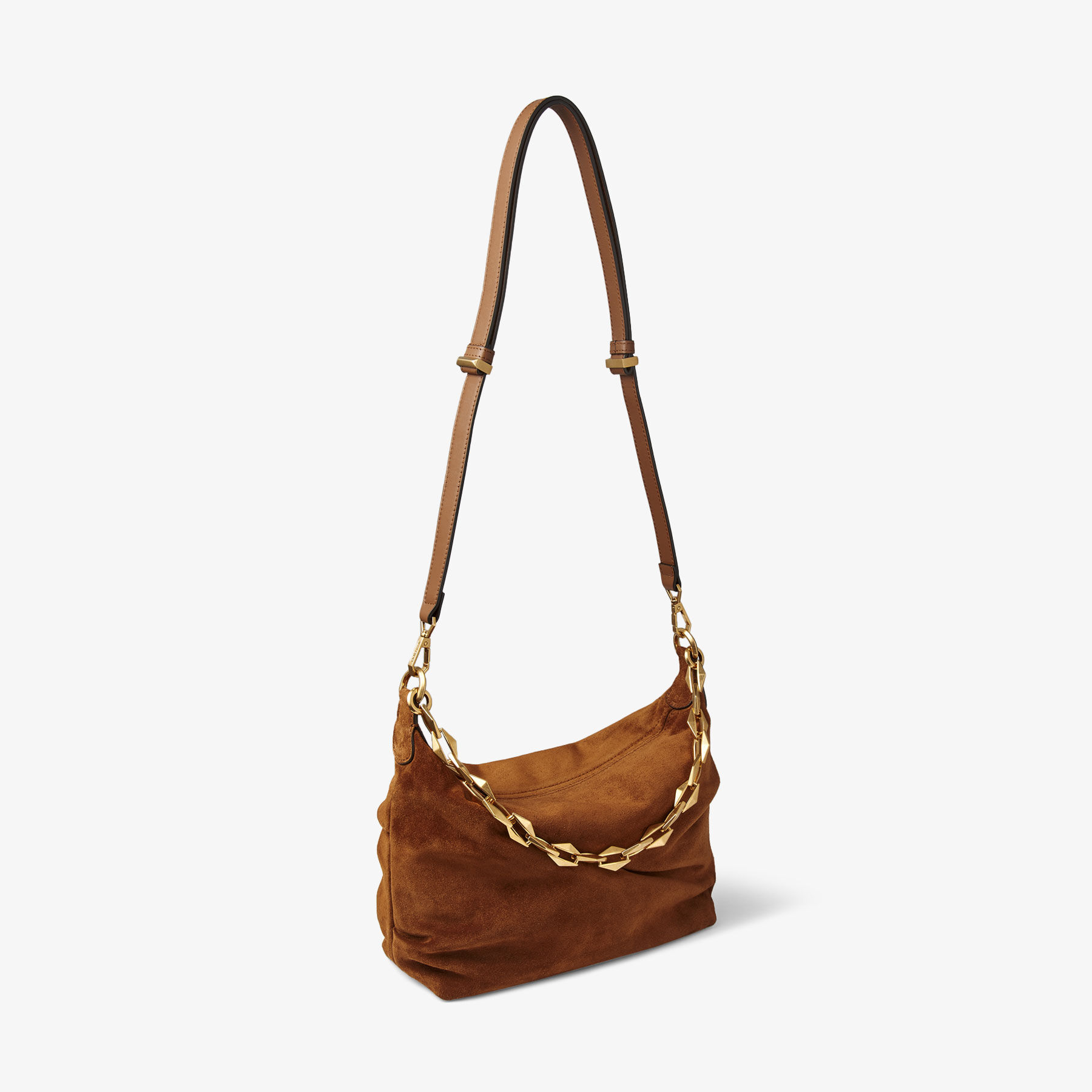 DIAMOND SOFT HOBO S Tan Suede Hobo Bag with Chain Strap Summer Collection JIMMY CHOO CA