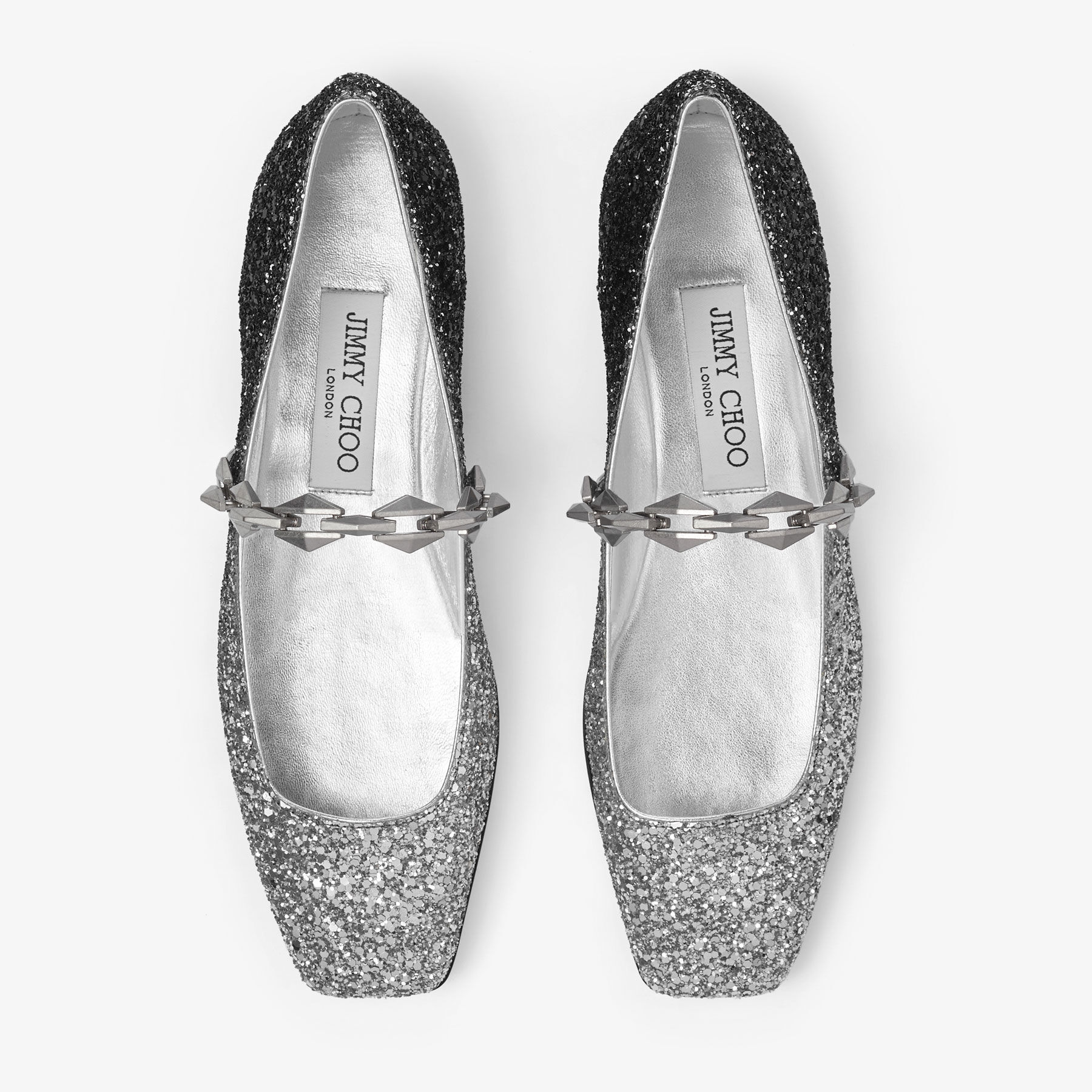 Silver glitter flats womens discount