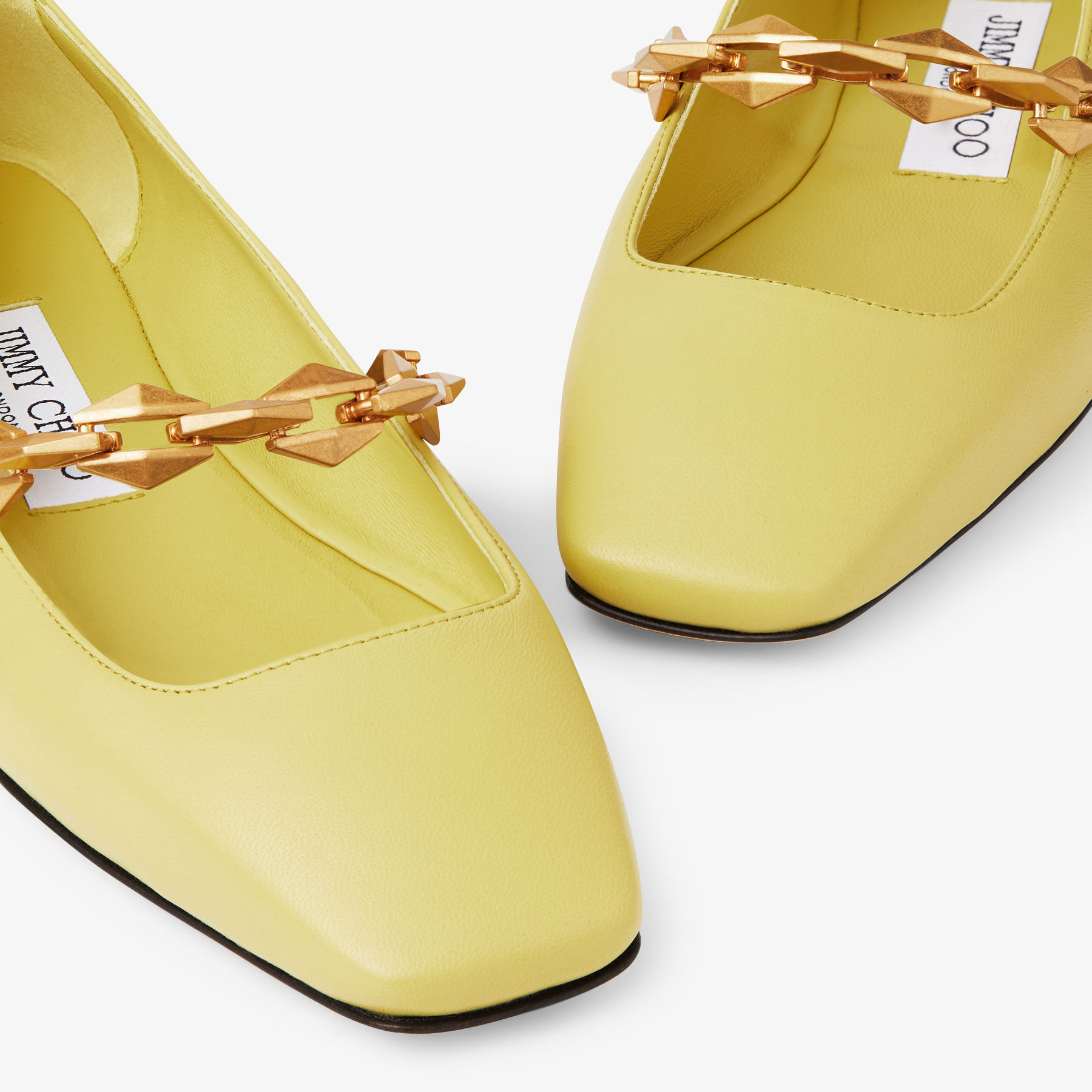 Diamond Tilda Flat | Yellow Nappa Leather Flats | JIMMY CHOO