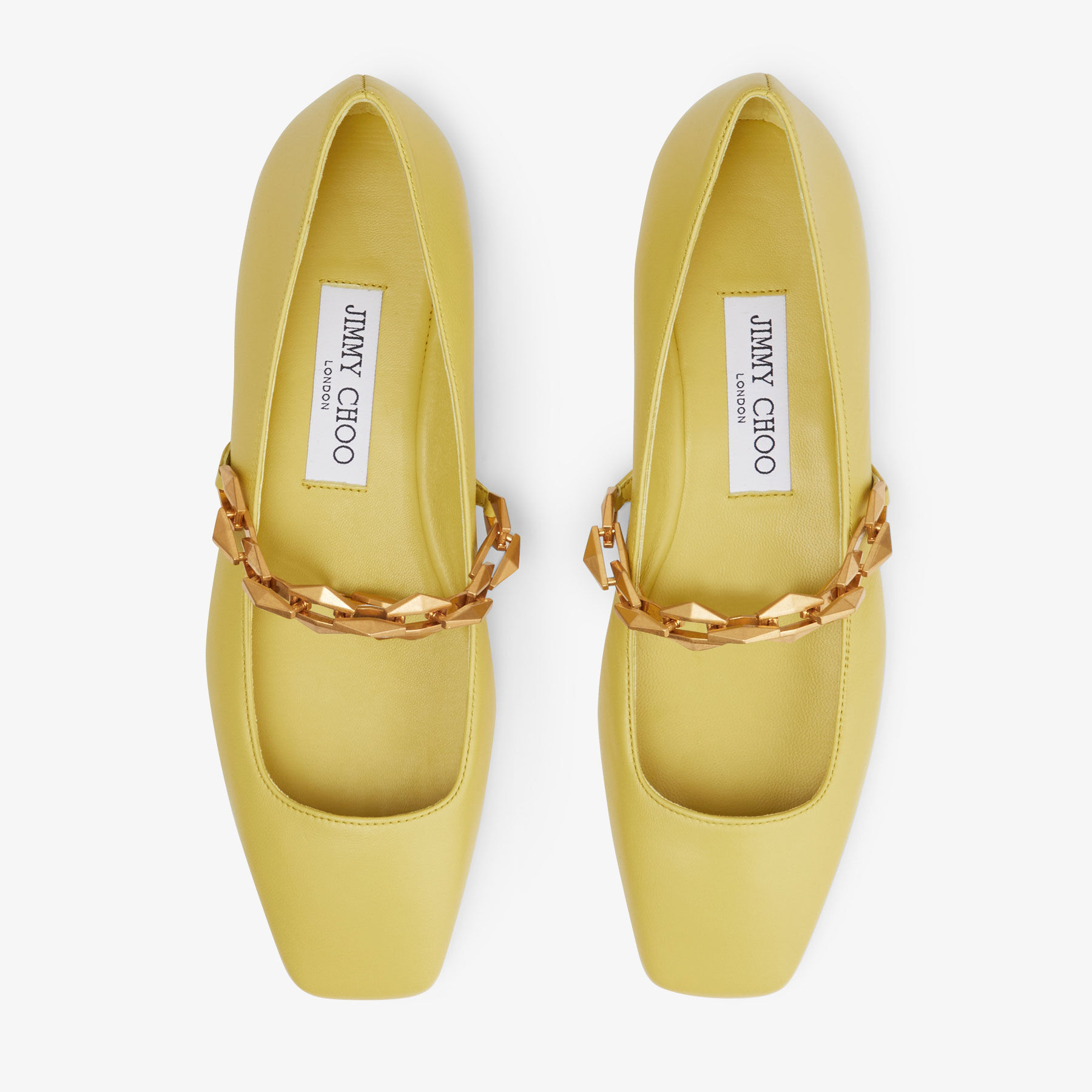Diamond Tilda Flat | Yellow Nappa Leather Flats | JIMMY CHOO