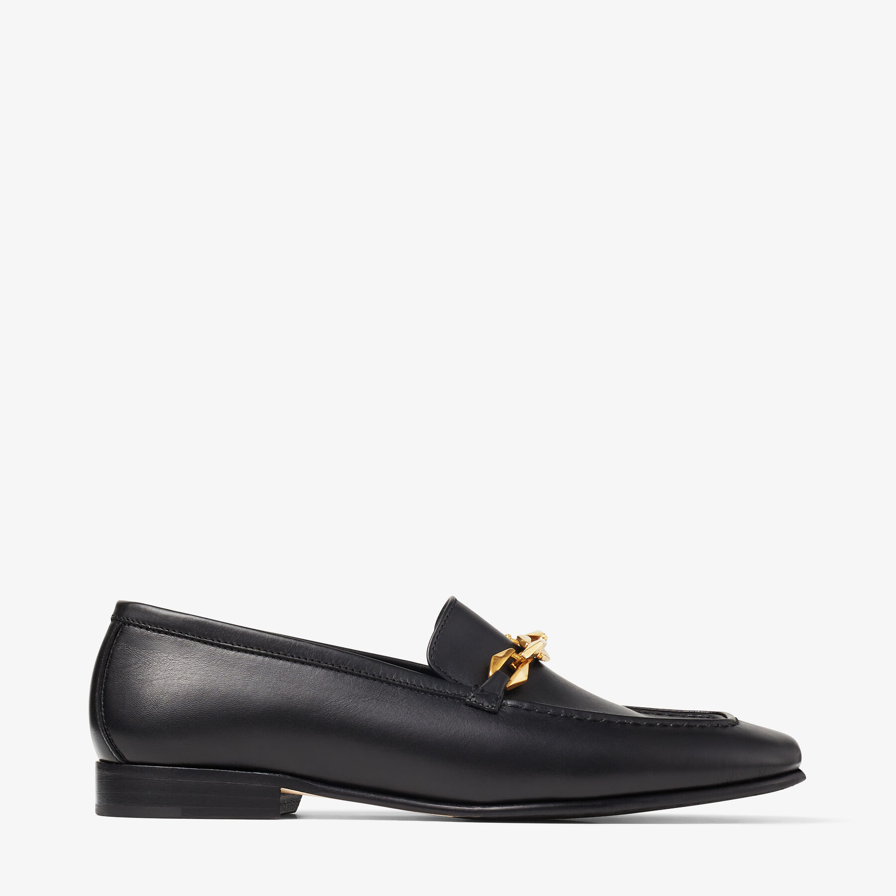 DIAMOND TILDA LOAFER | Black Calf Leather Loafers with Chain Embellishment  | Spring 2023 collection | JIMMY CHOO