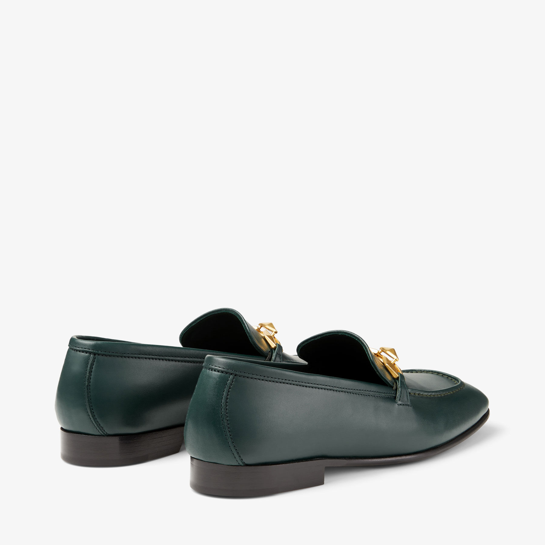 Diamond Tilda Loafer Dark Green Calf Leather Loafers with Diamond