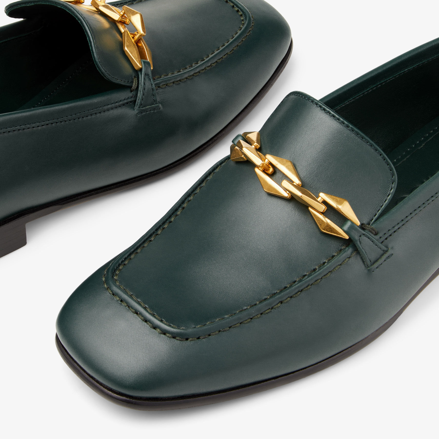 Diamond Tilda Loafer Dark Green Calf Leather Loafers with