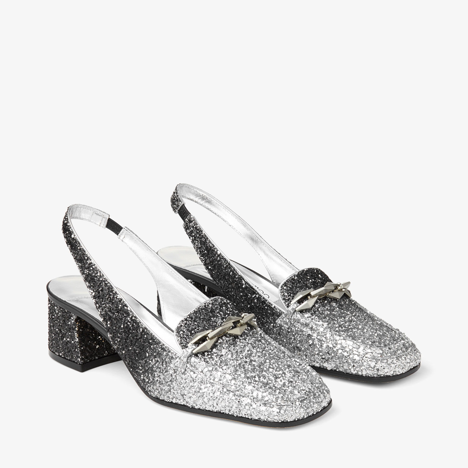 Diamond Tilda Sling Back 45 Silver Coarse Glitter Fabric Sling