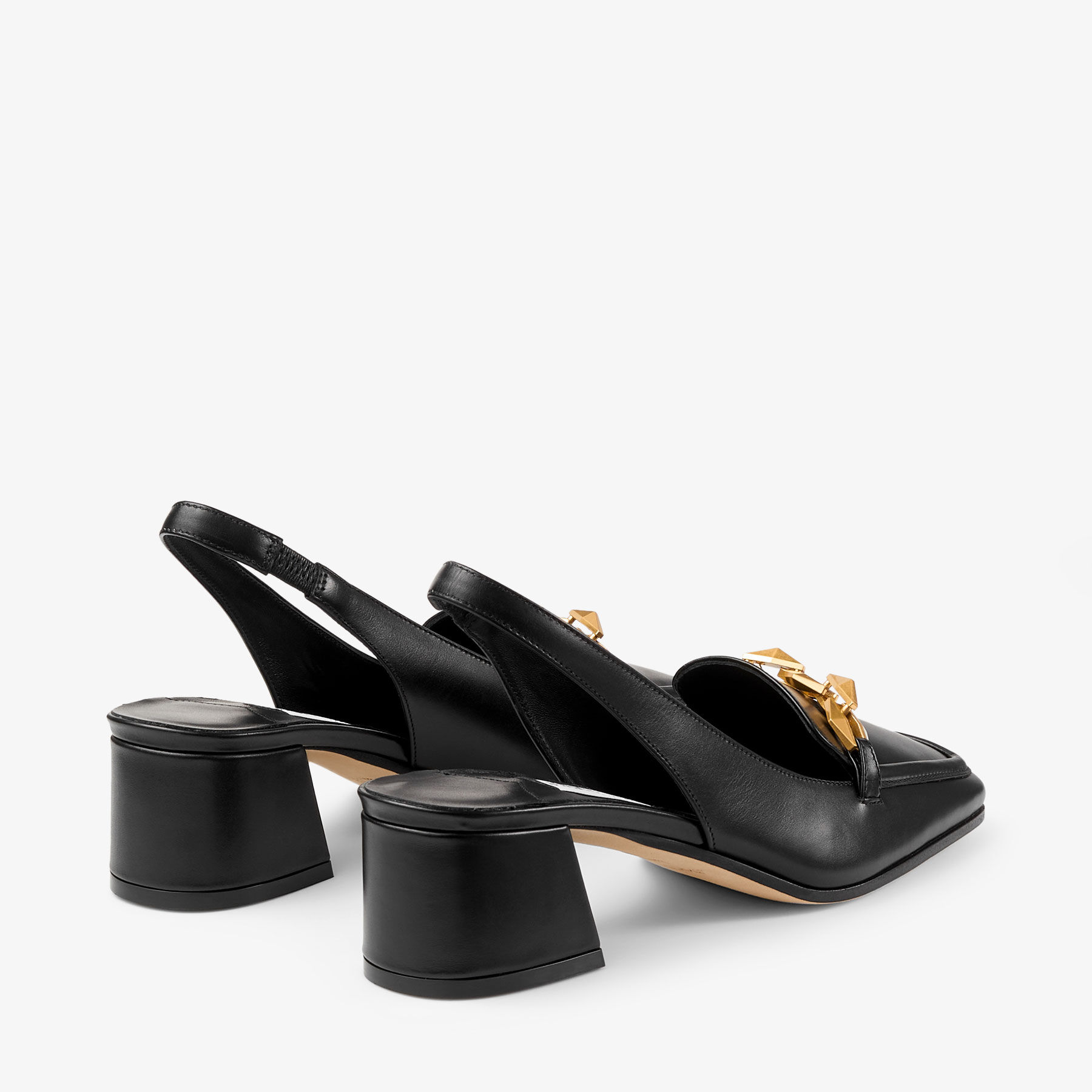 Diamond Tilda Sling Back 45 | Black Calf Leather Sling Back Pumps with  Diamond Chain | JIMMY CHOO