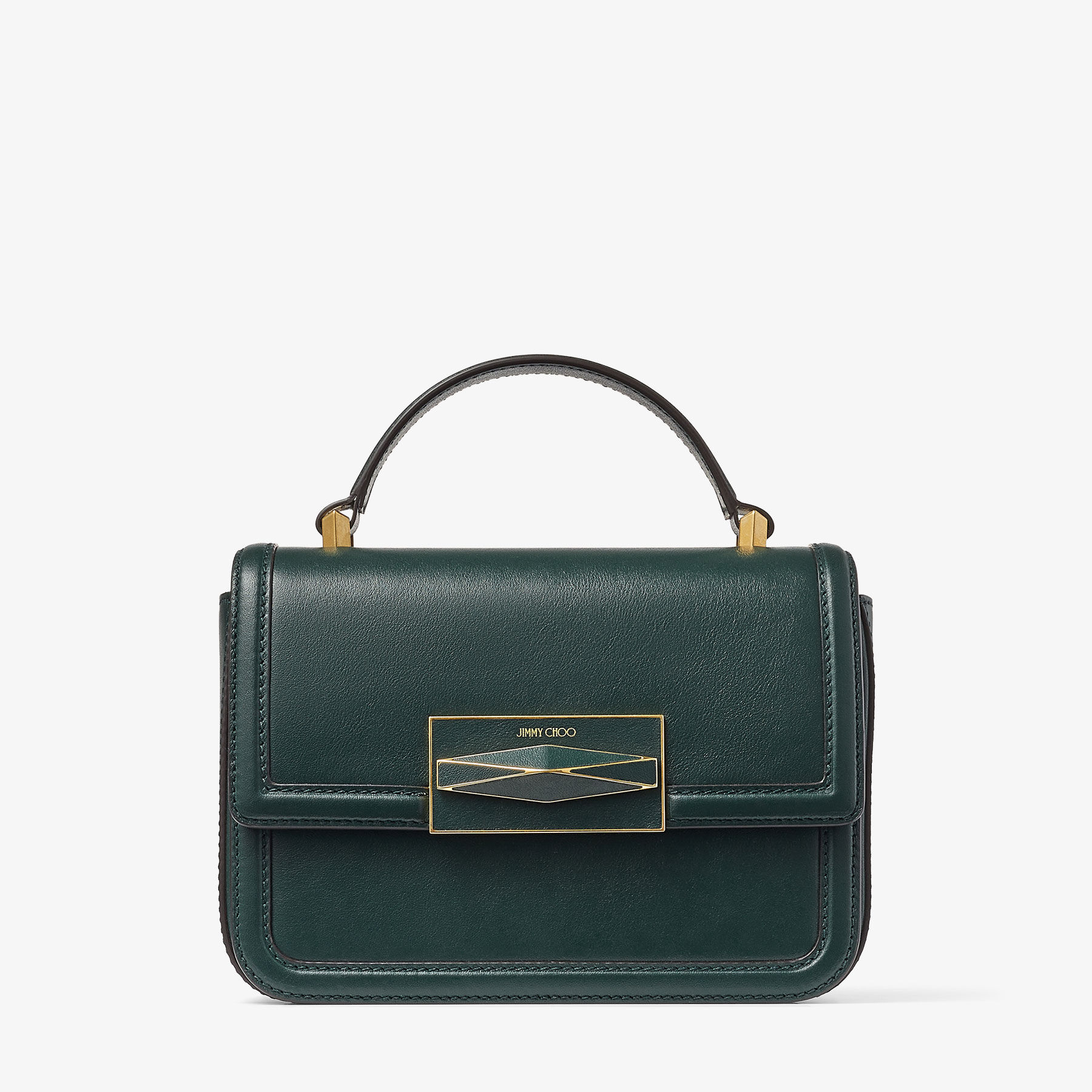 Diamond Top Handle Dark Green Smooth Calf Leather Top Handle Bag