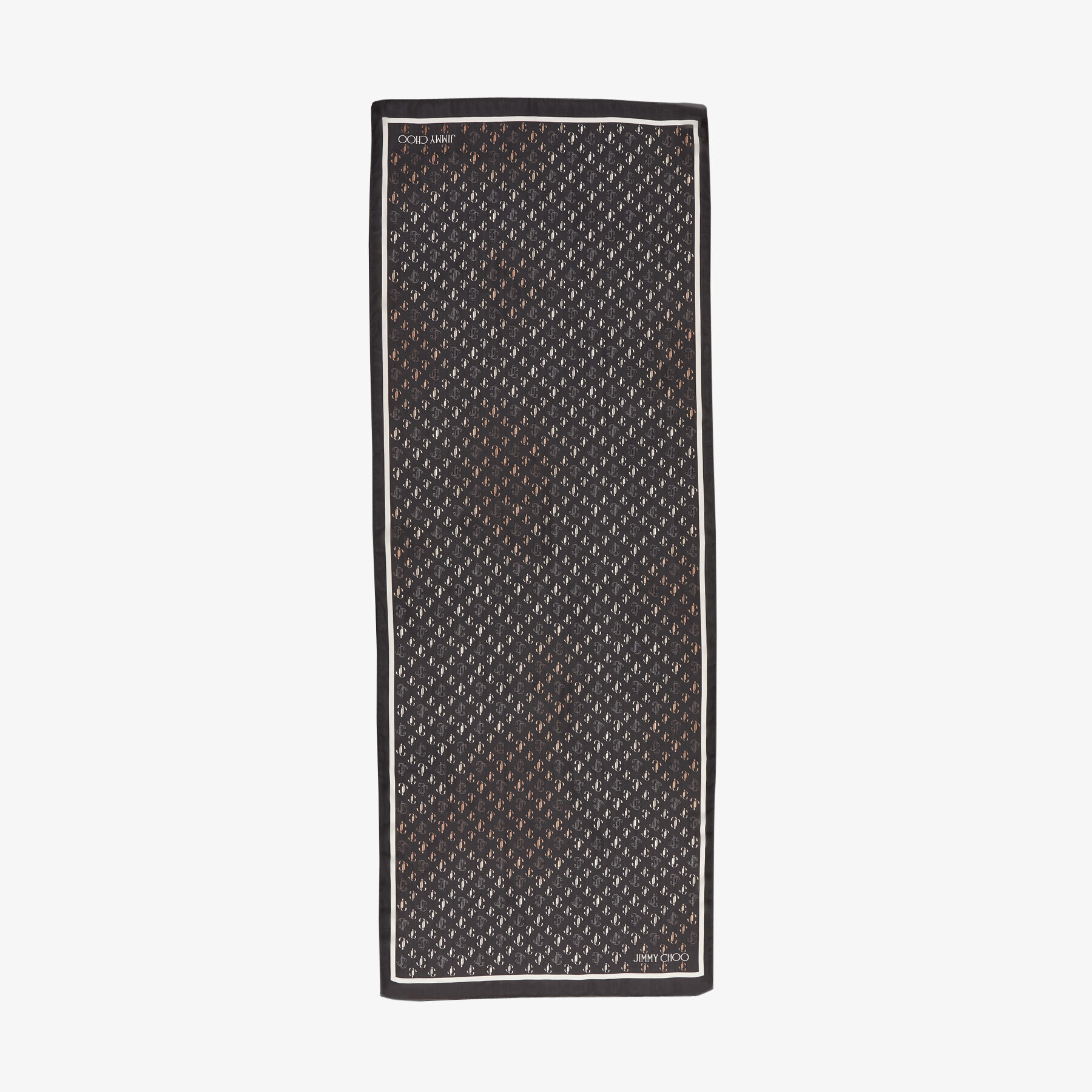 Black Silk Stole with JC Monogram Repeat Print | DORIS | Autumn Winter 2021  | JIMMY CHOO CA