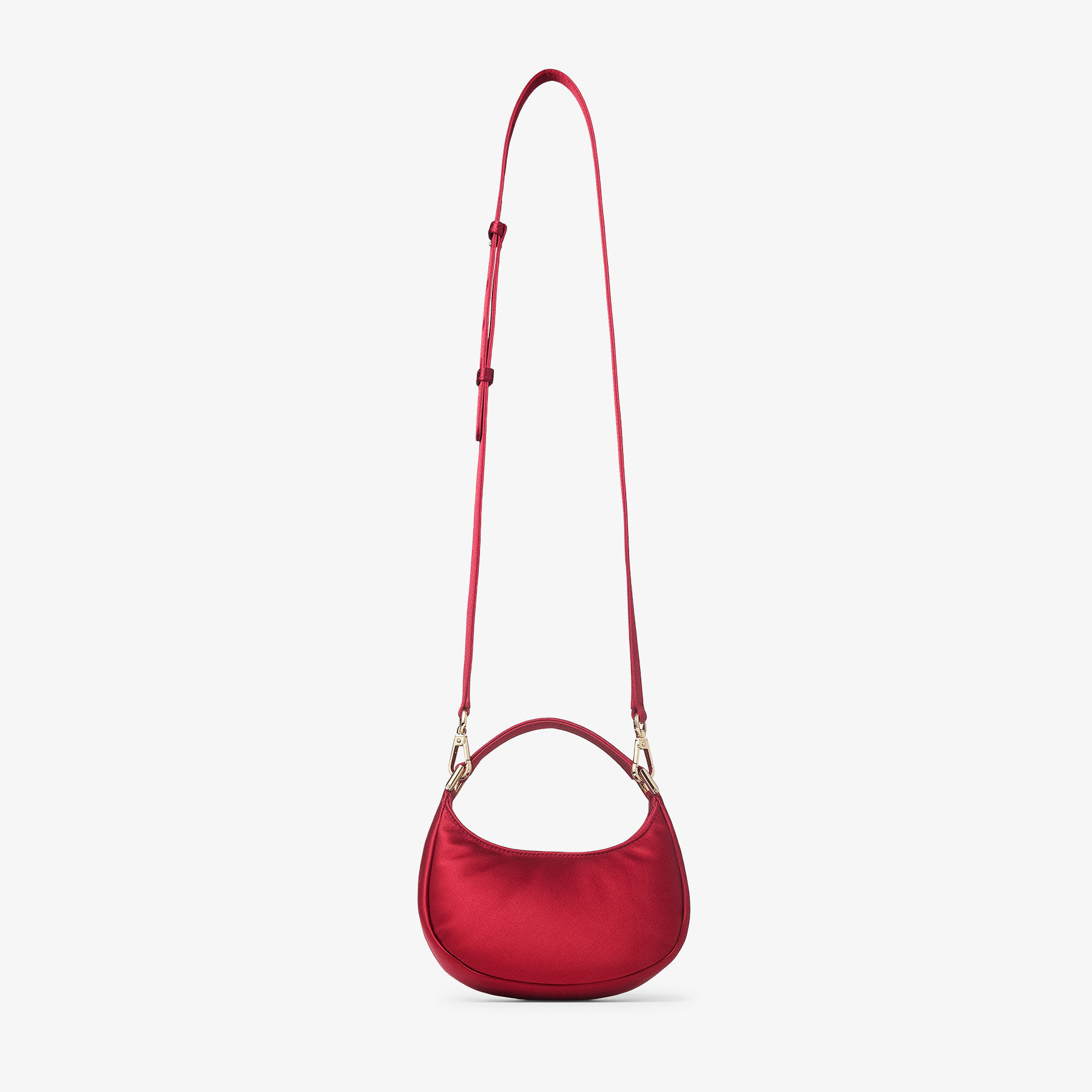 Edie Hobo Mini | Ruby Red Satin Mini Bag | JIMMY CHOO