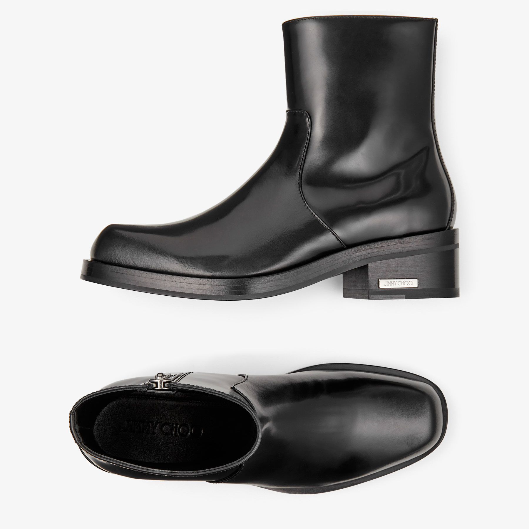 ELIAS ZIP BOOT | Black Calf Leather Zip Boots | Autumn Collection | JIMMY  CHOO