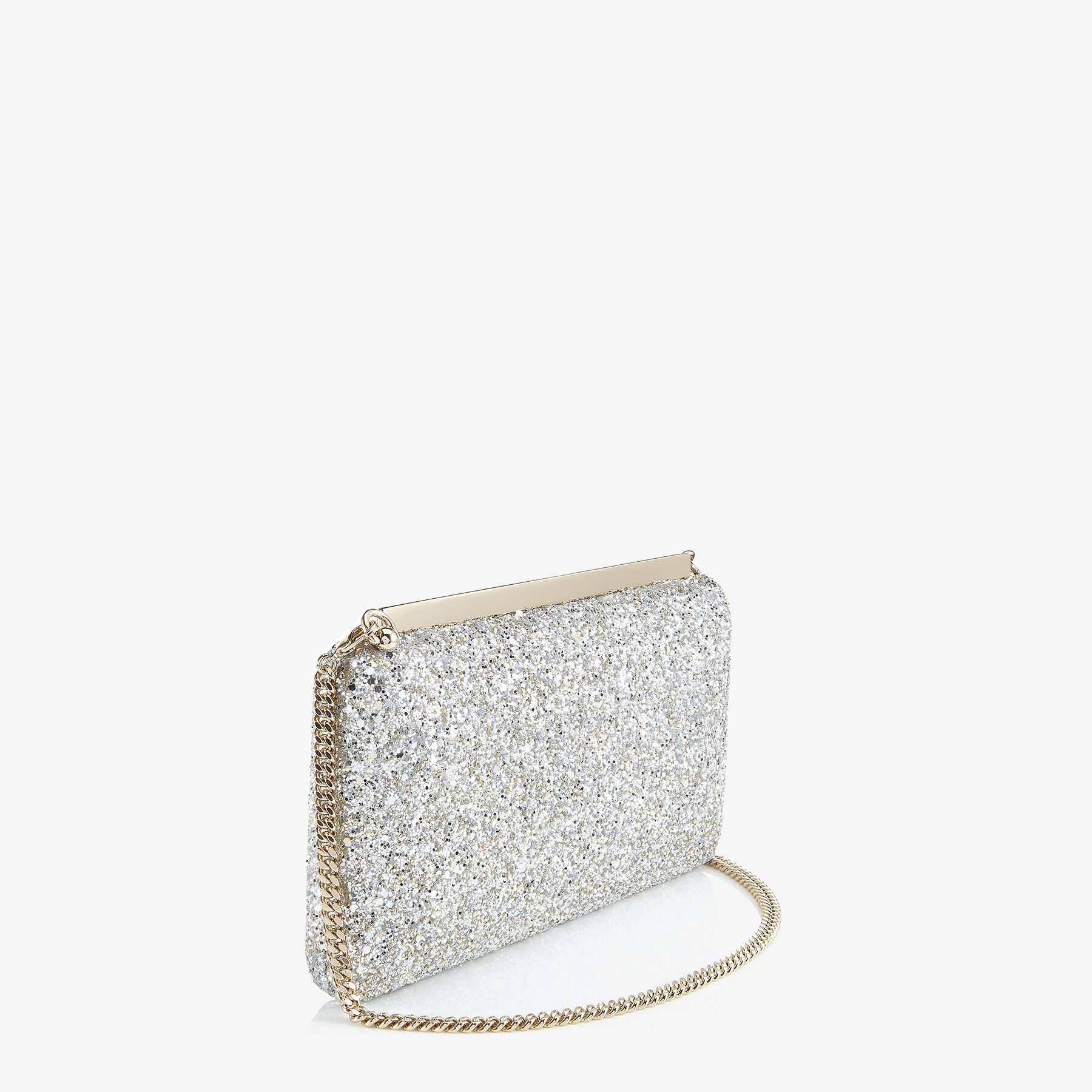Champagne Gold Evening Bag Floral Glitter Fabric
