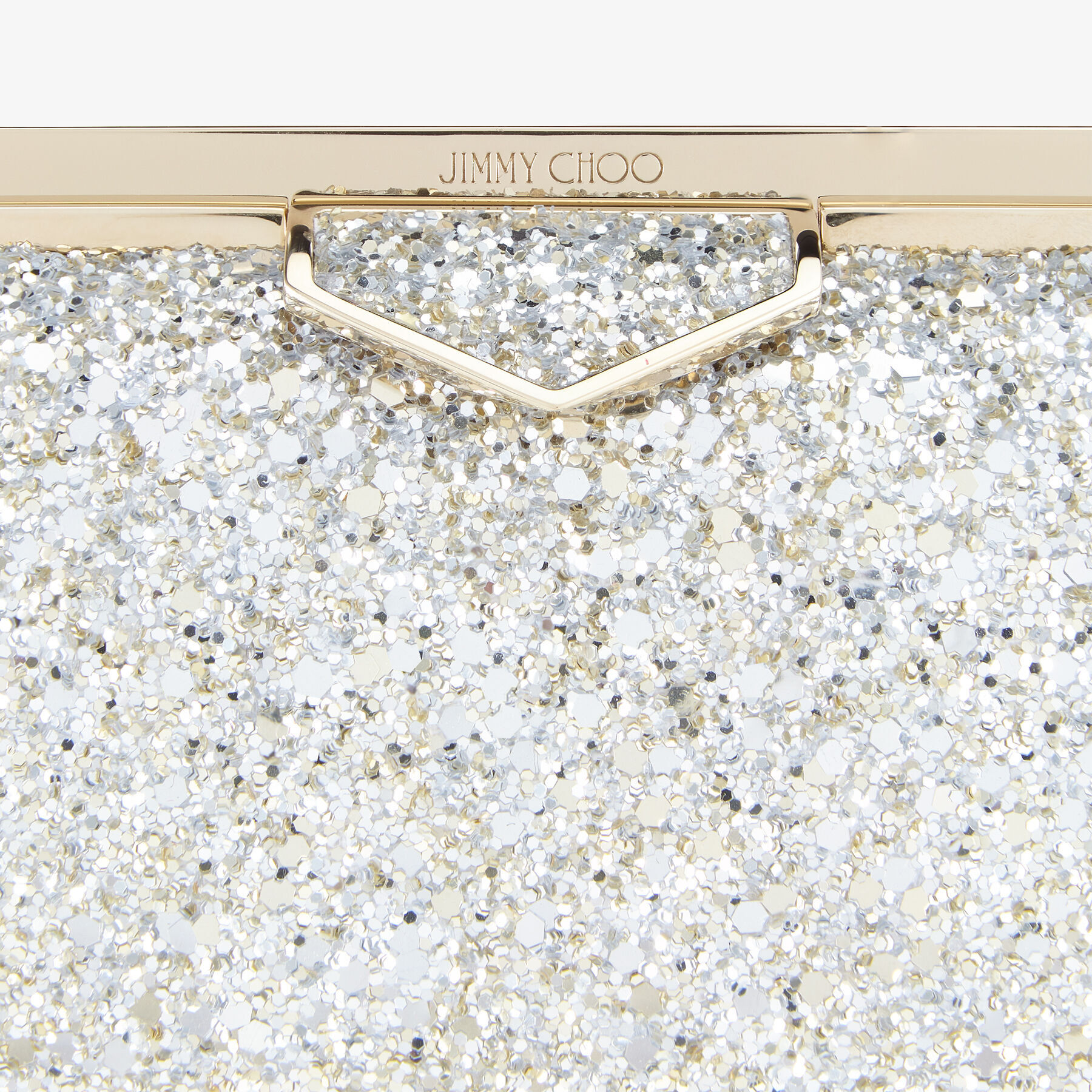 Champagne Coarse Glitter Fabric Clutch Bag| ELLIPSE| Pre Fall 19 