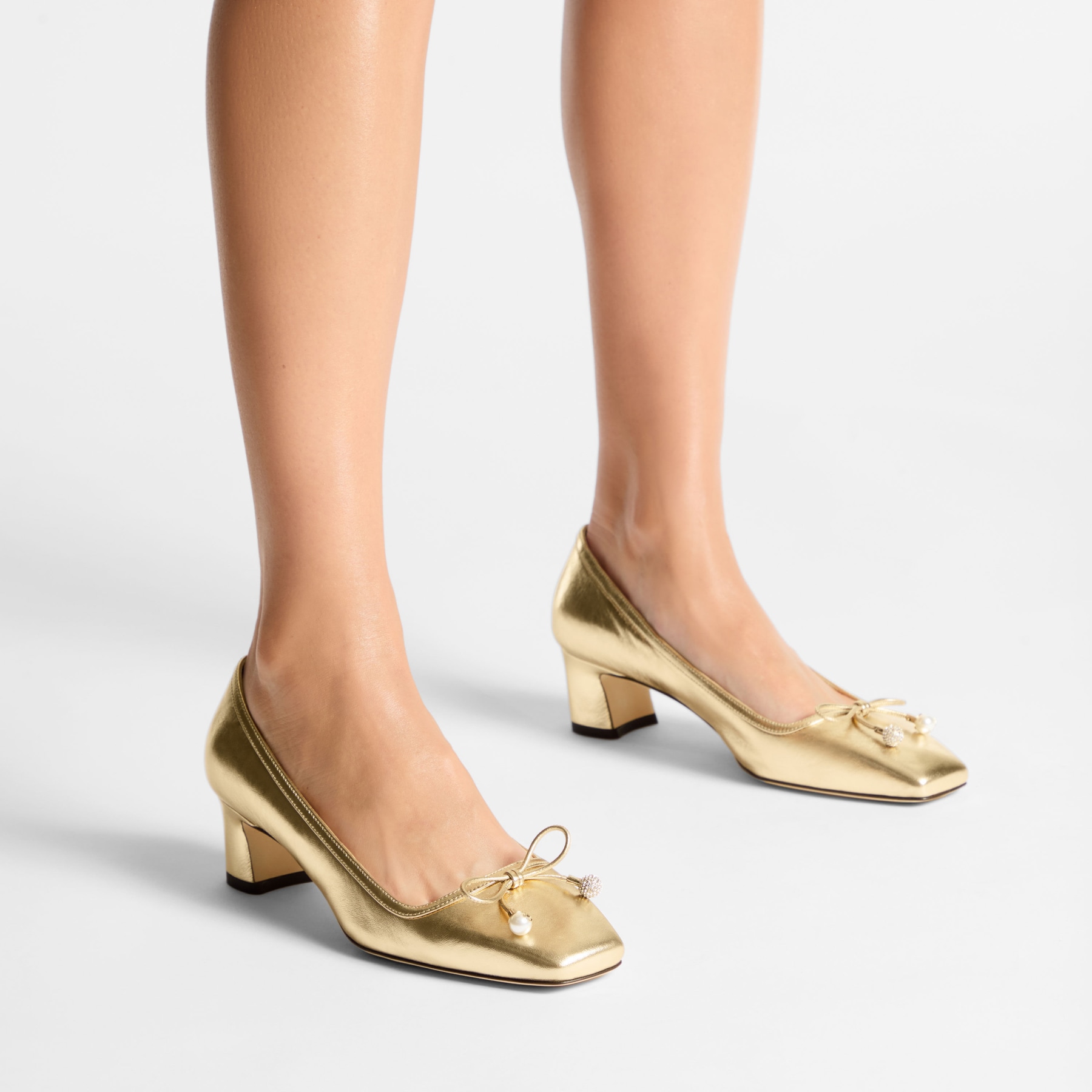Elme 45 | Gold Metallic Nappa Leather Pumps | JIMMY CHOO US