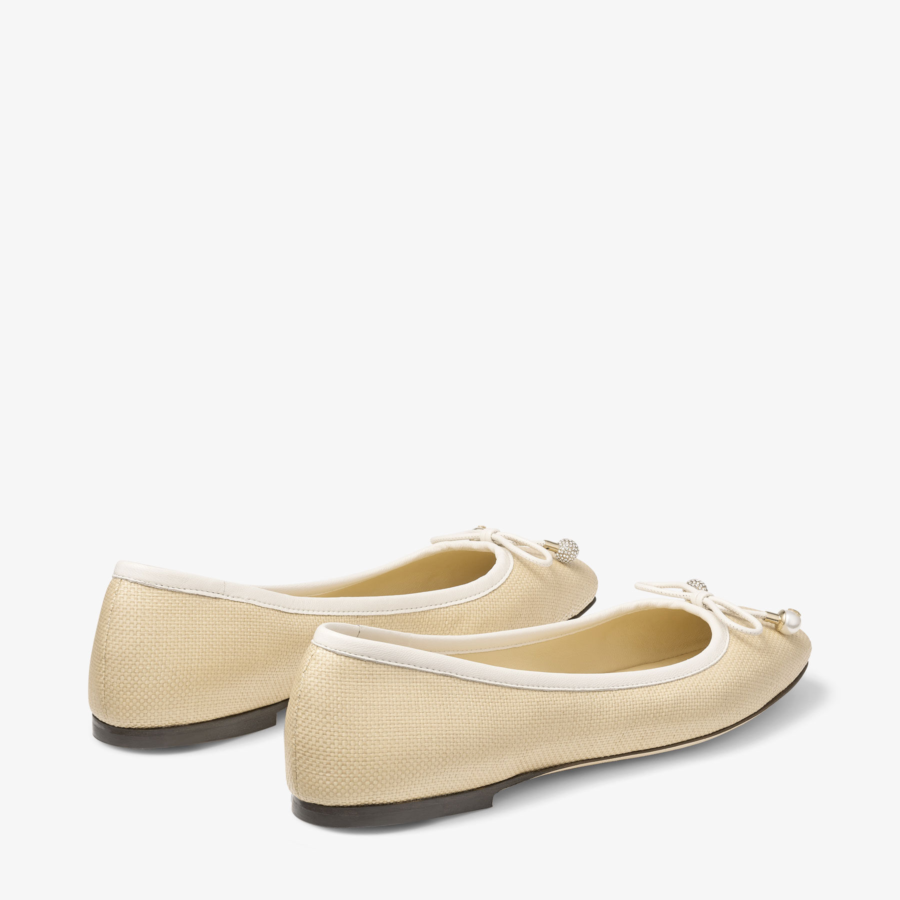 Elme Flat Natural Latte Raffia and Leather Flats JIMMY CHOO CA