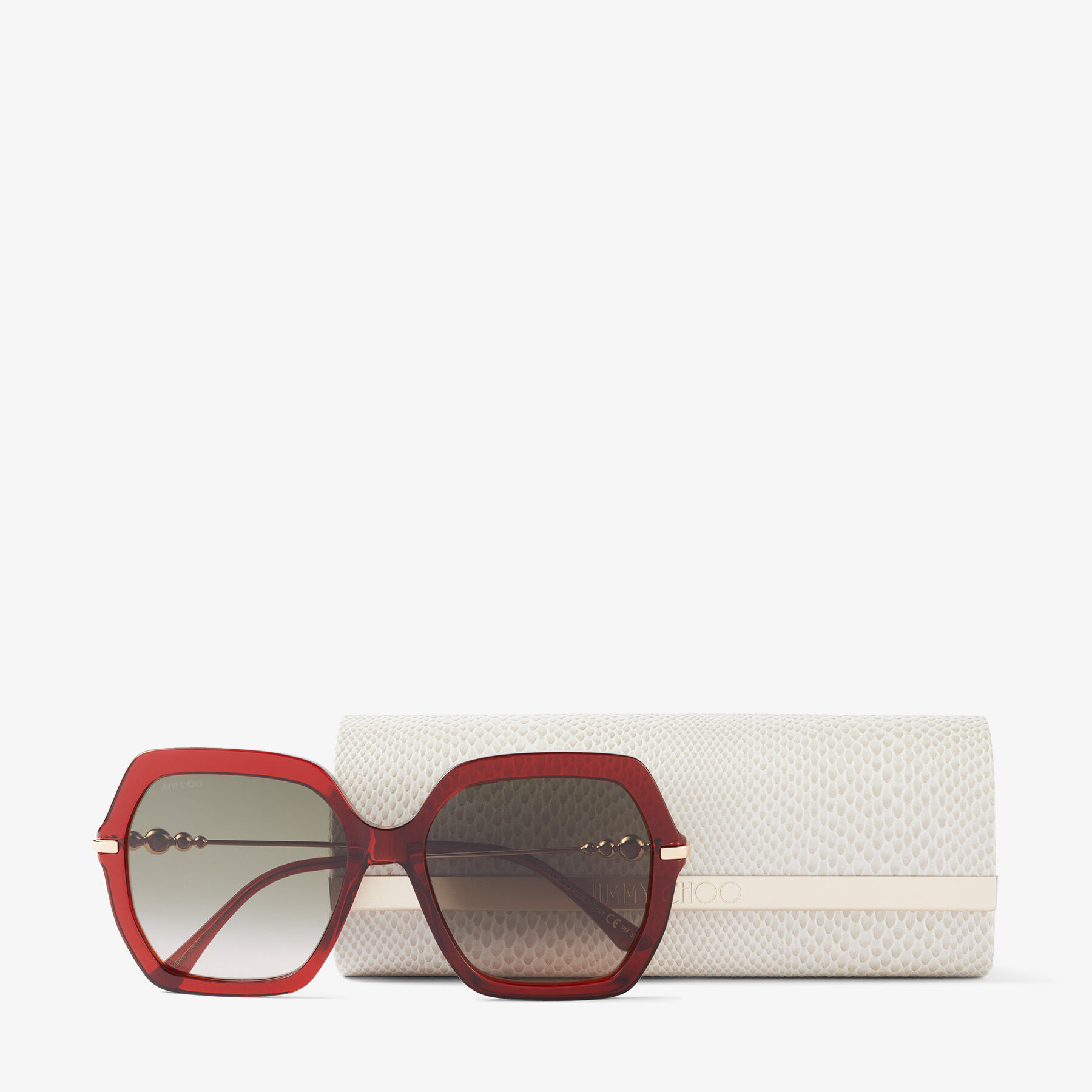 Oversized Square Frame Acetate Maroon Red Sunglasses
