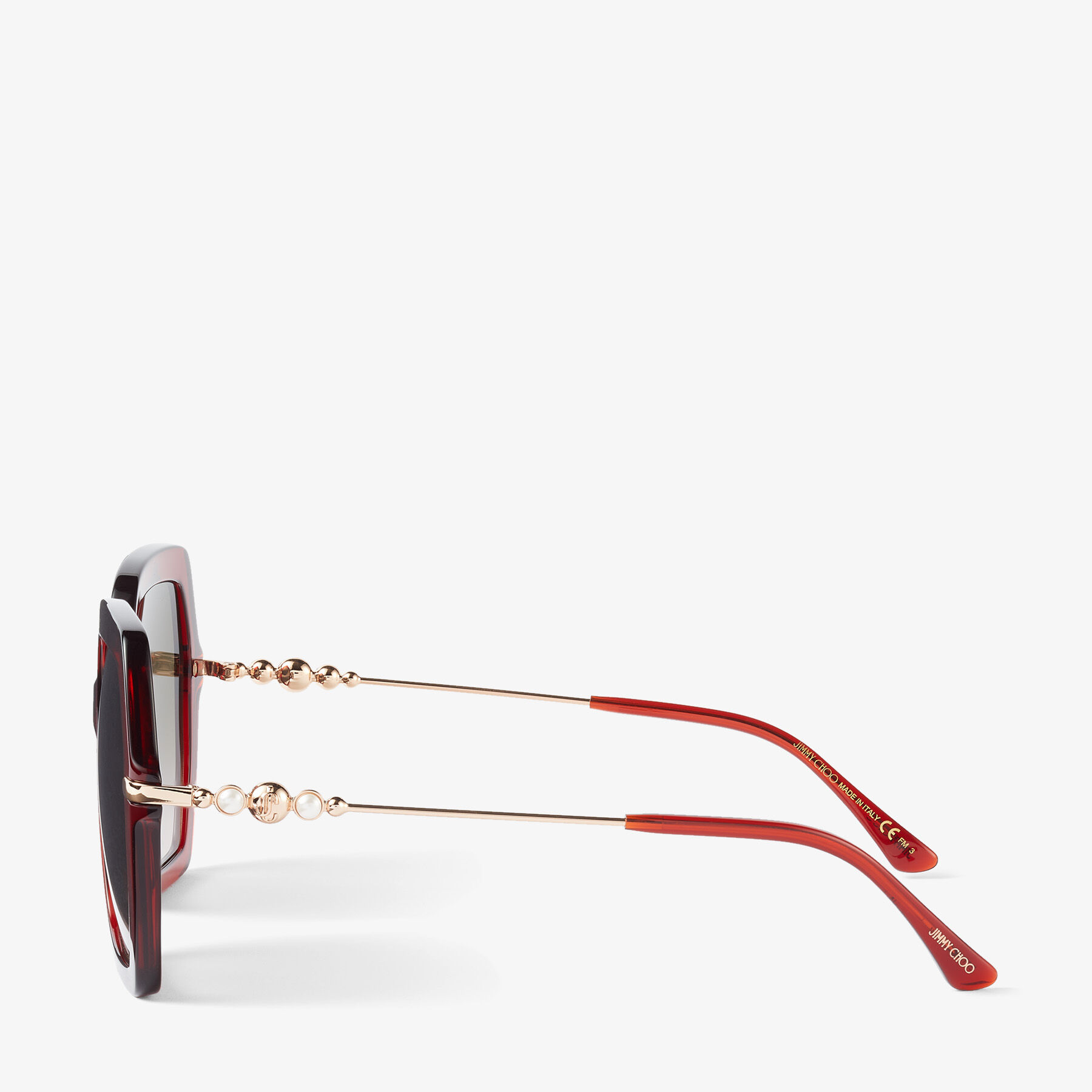 Opal Burgundy Square Frame Sunglasses with Pearls ESTHER S 57
