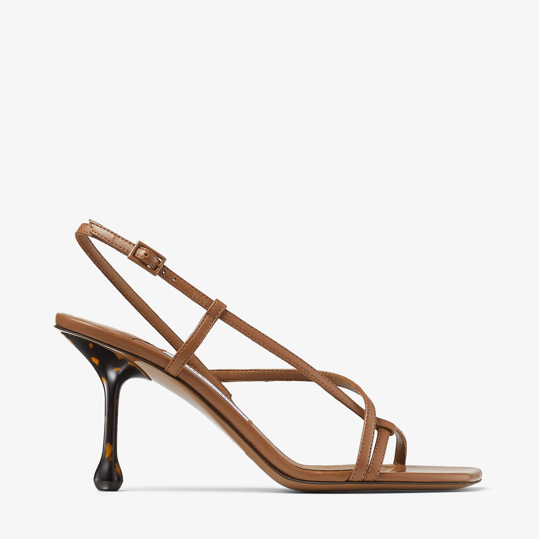 Etana 80 | Tan/Tortoise Nappa Leather Sandals | JIMMY CHOO