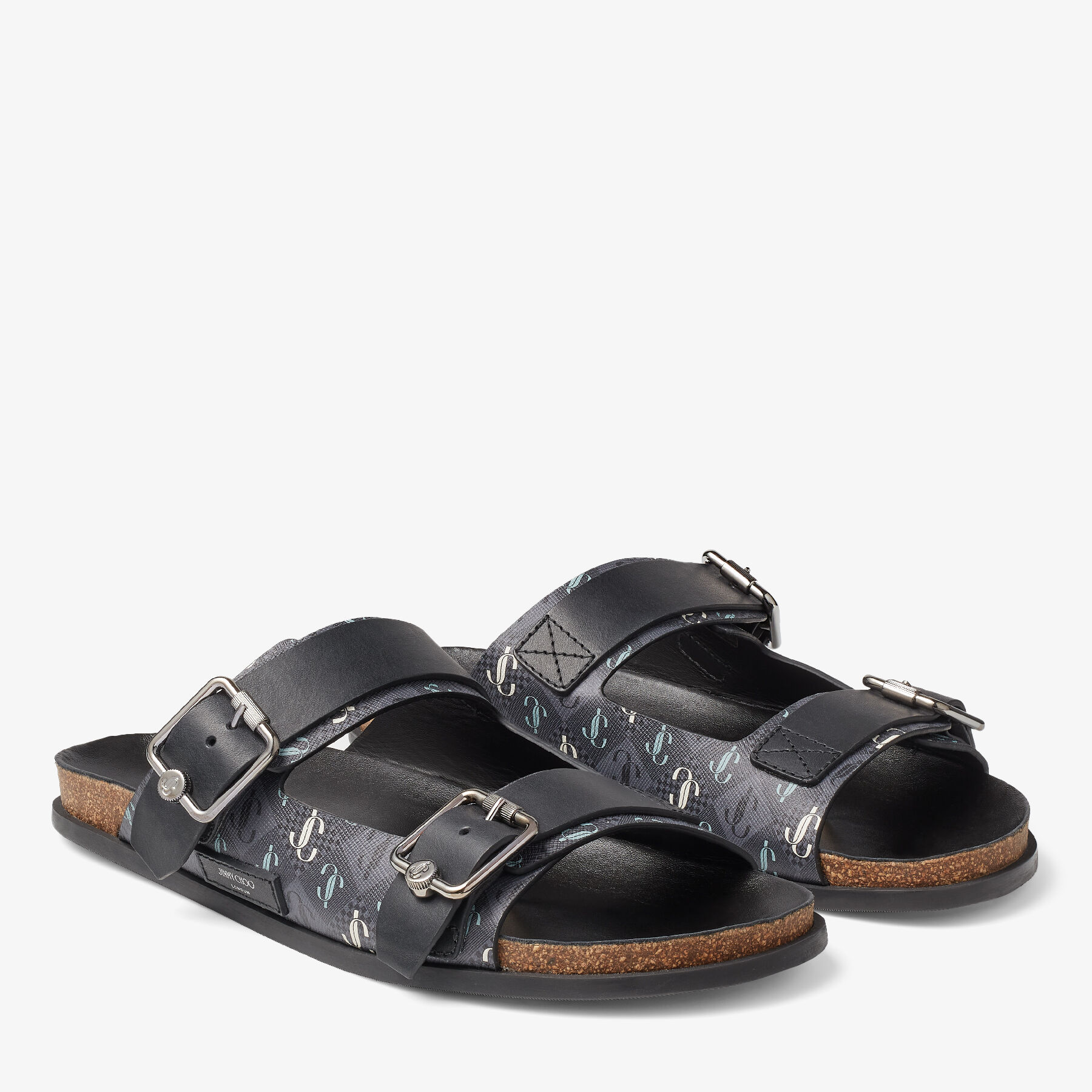 ETTA CITY SANDAL Smoke Leather Sandals with JC Monogram Summer