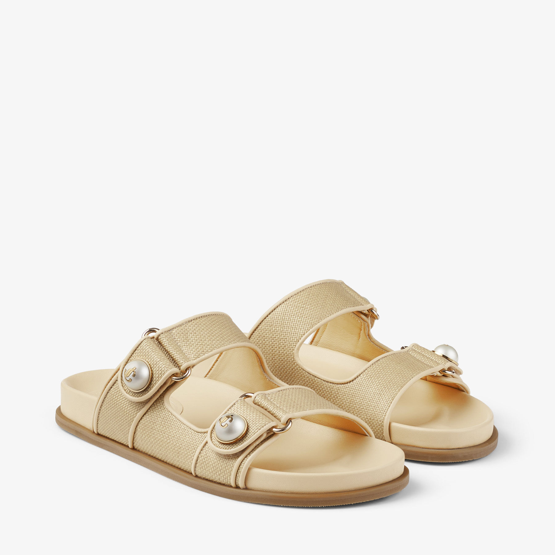 Fayence Sandal Natural Raffia and Leather Flats JIMMY CHOO CA