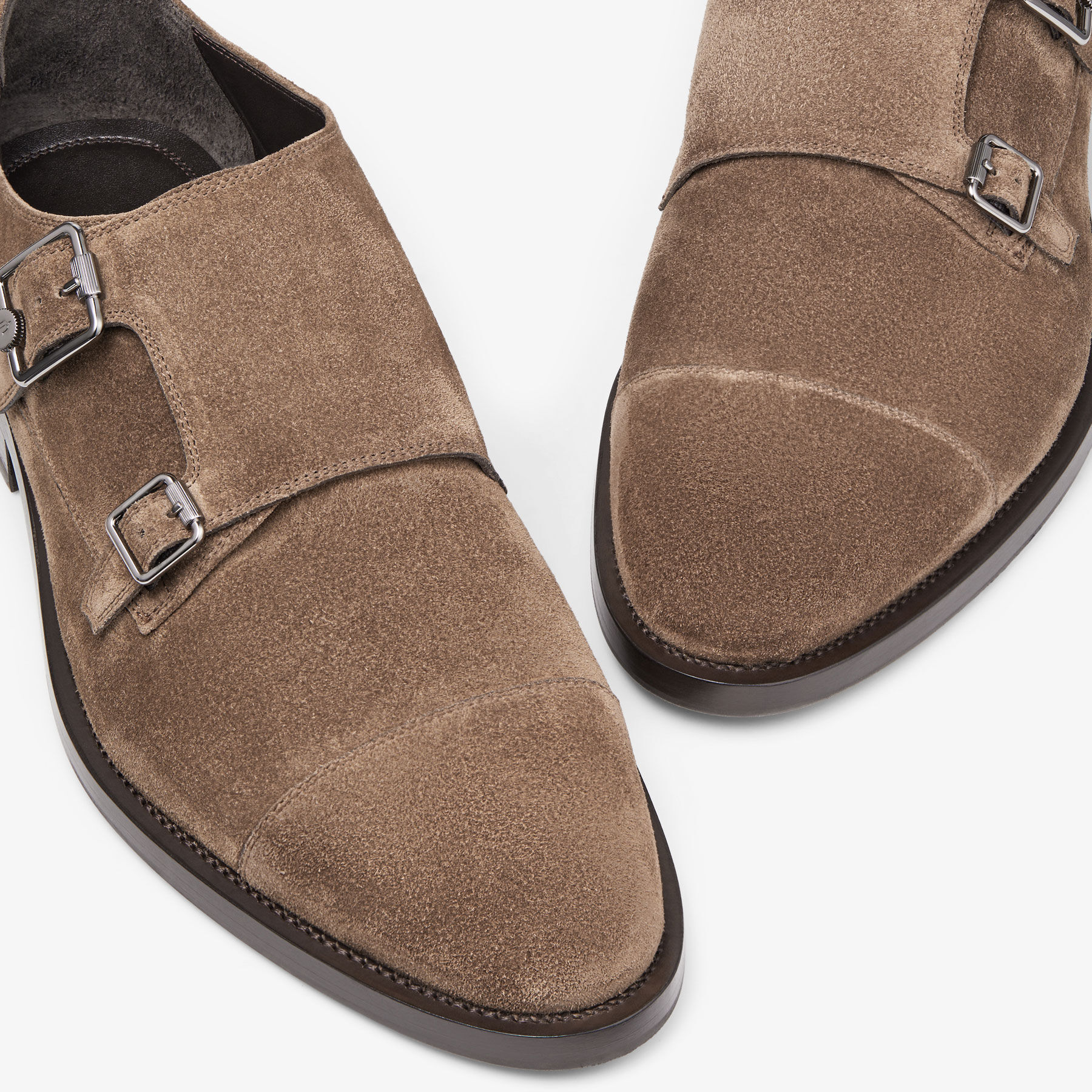 Finnion Monkstrap|Oak Velvet Suede Shoe| JIMMY CHOO