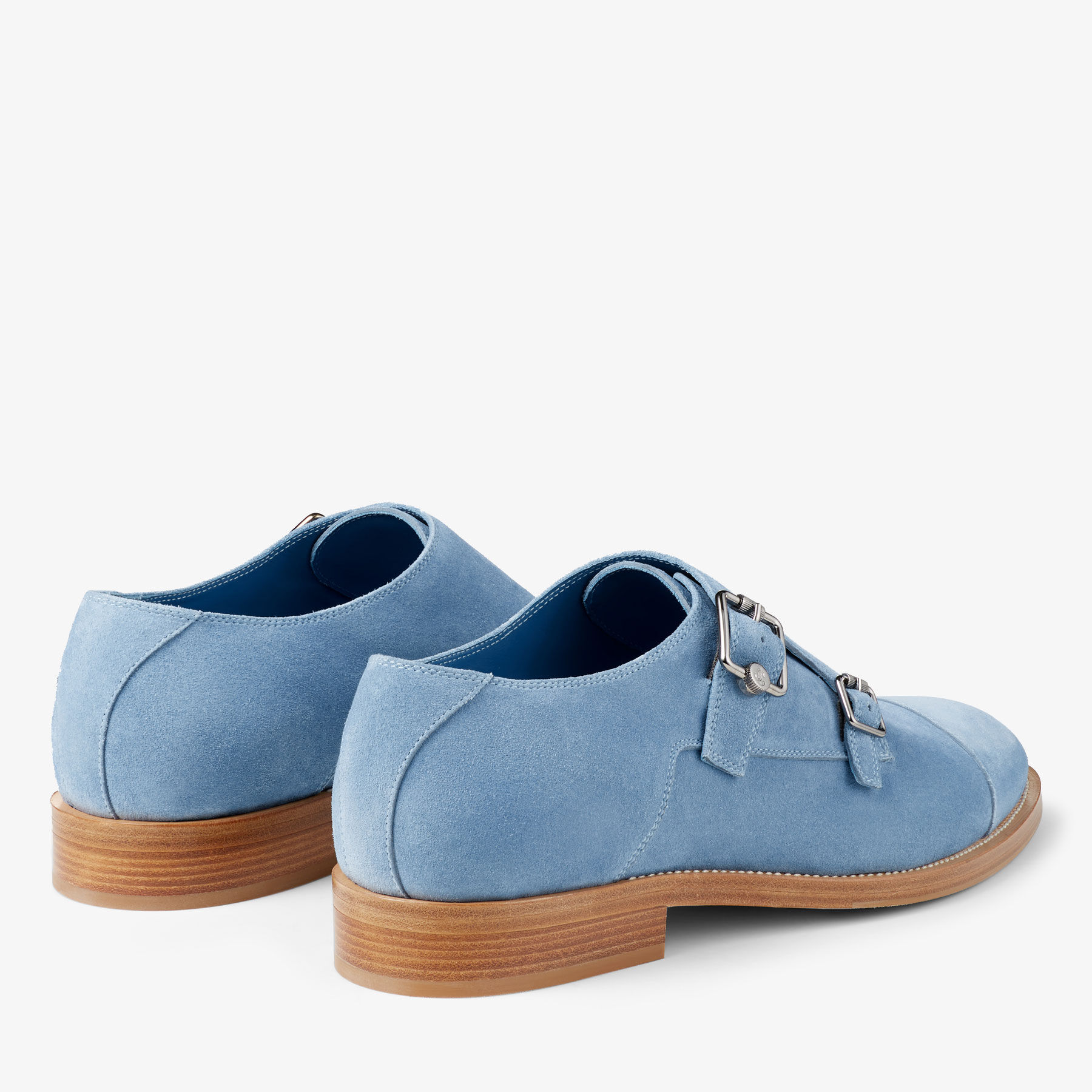 Blue suede monk shoes cheap