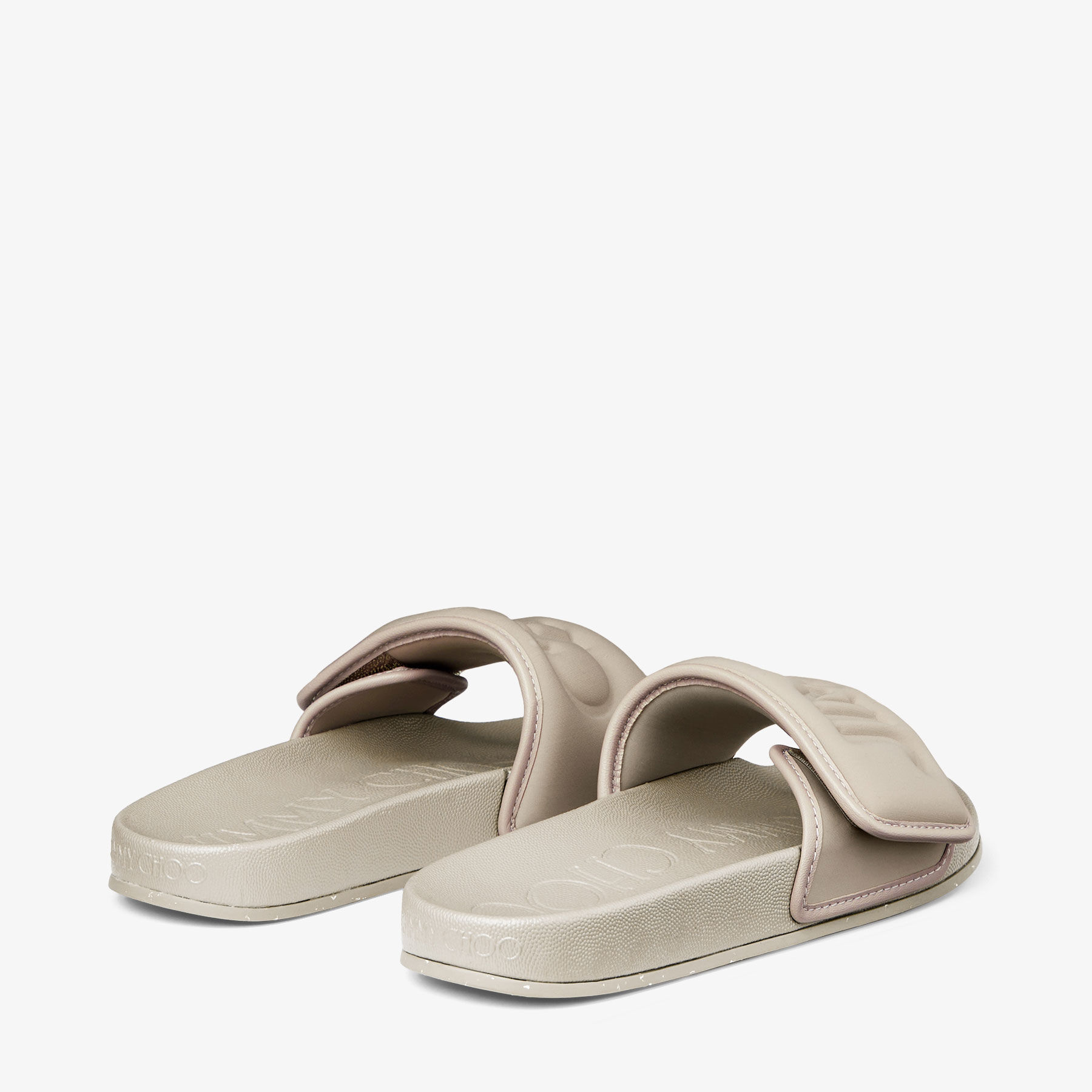 Fitz F Taupe Puffed Logo Lycra Slides New Collection JIMMY CHOO CA
