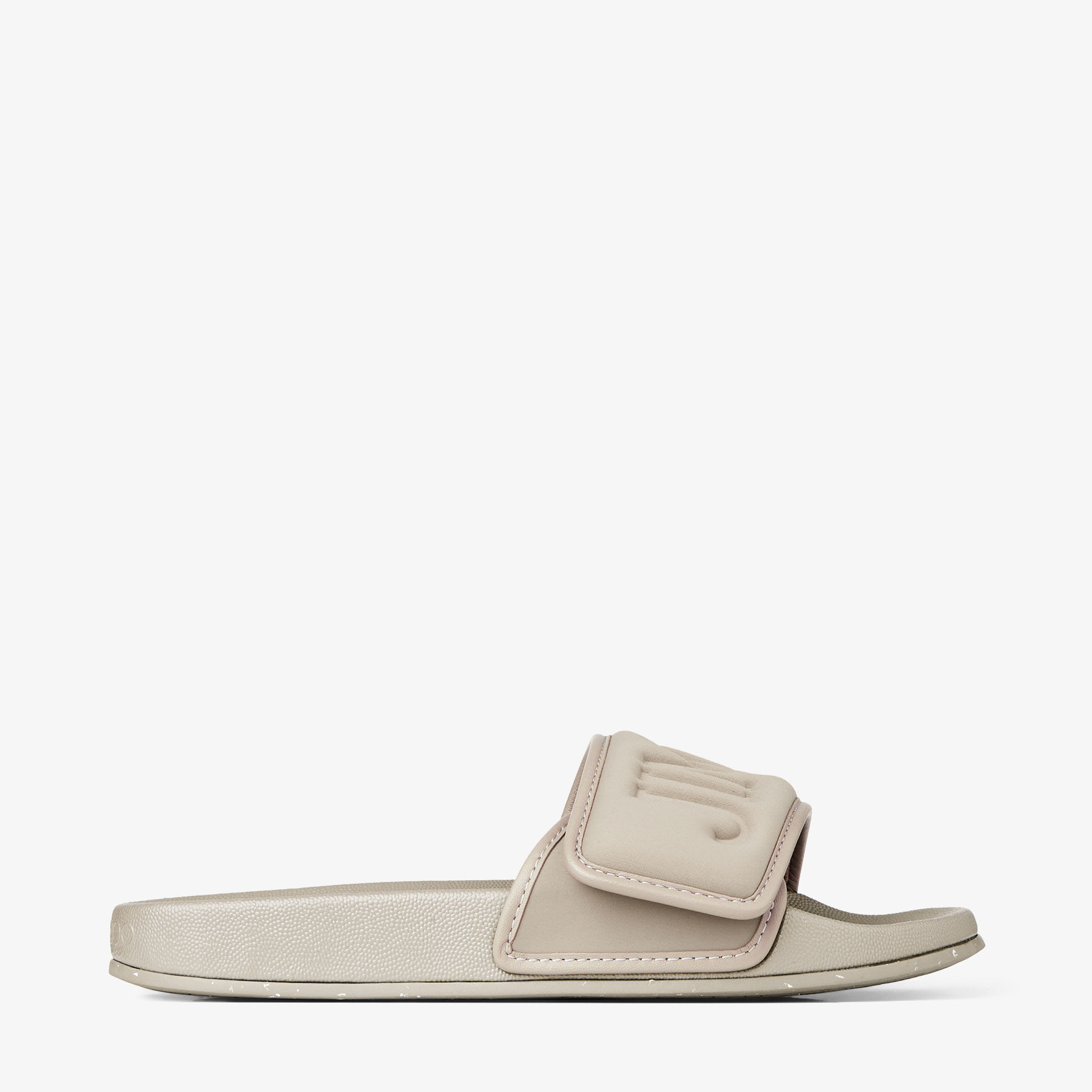 JIMMY CHOO Fitz F Taupe Puffed Logo Lycra Slides V Taupe Taupe 36
