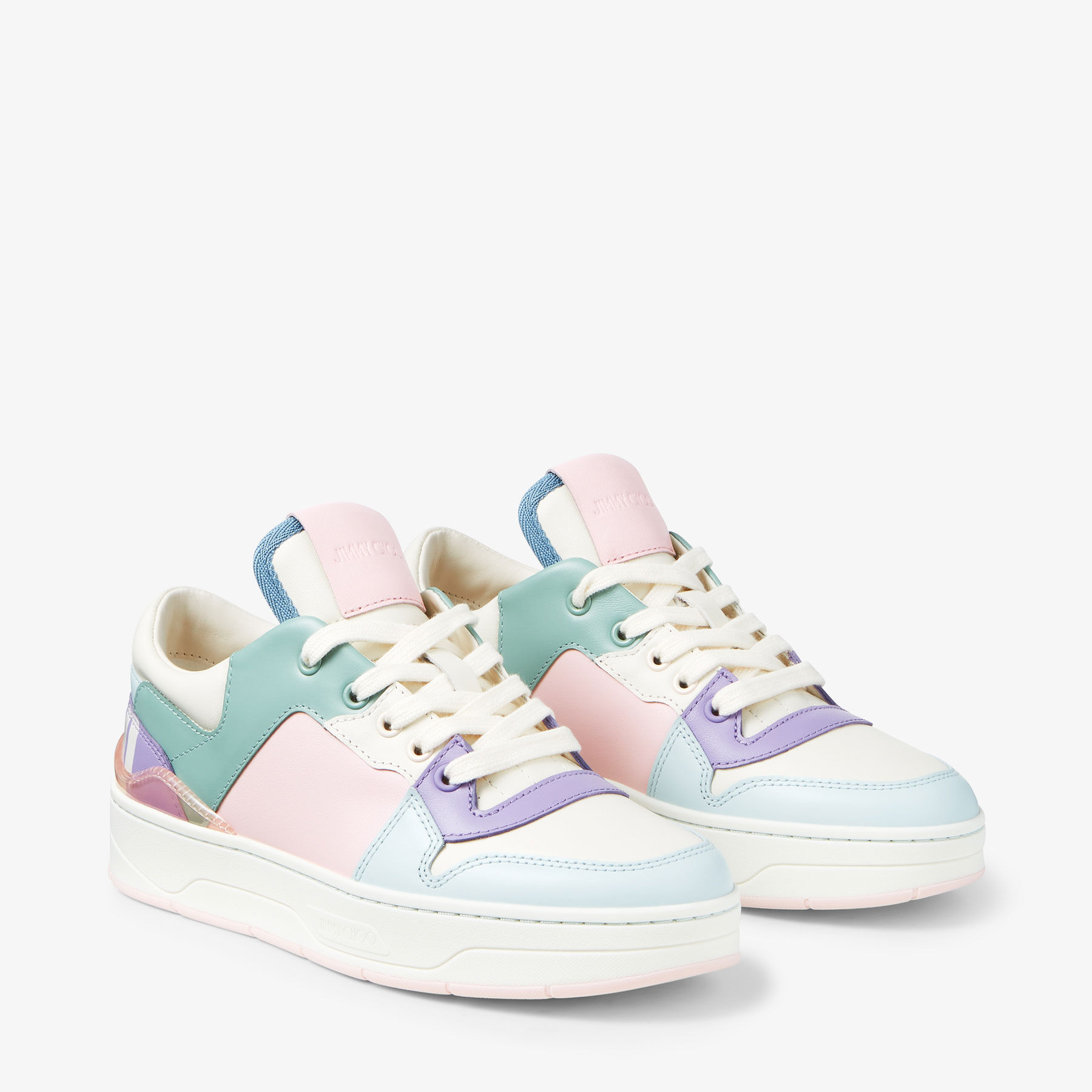 FLORENT/F | Powder Pink and Pastel Mix Leather Trainers | Autumn ...