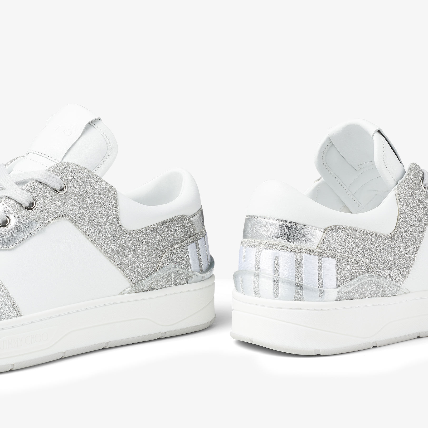 FLORENT M Silver Giltter and Leather Trainers with Choo