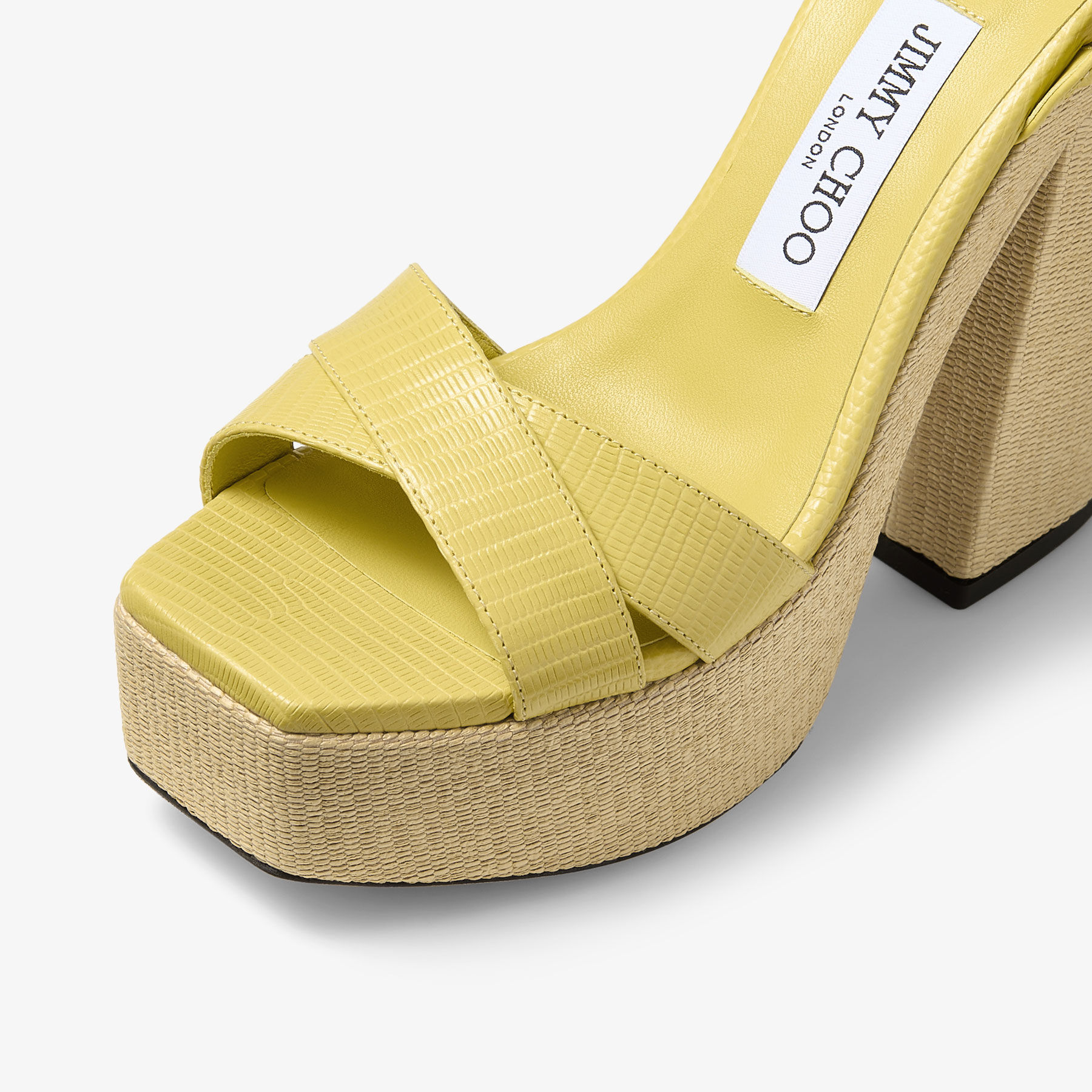 Gaia 140 Yellow Lizard Print Sandals JIMMY CHOO US