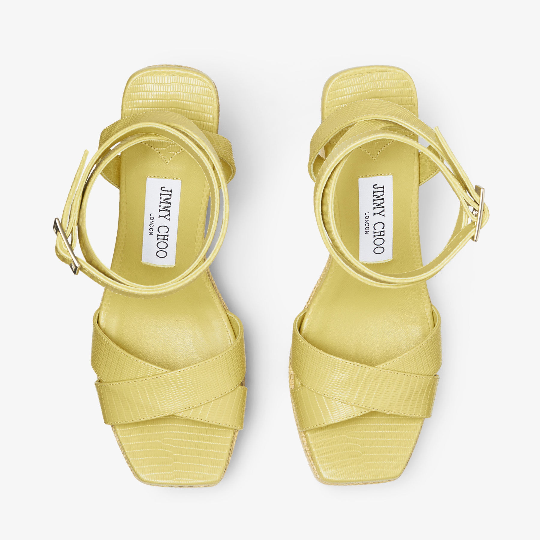 Gaia 140 Yellow Lizard Print Sandals JIMMY CHOO CA