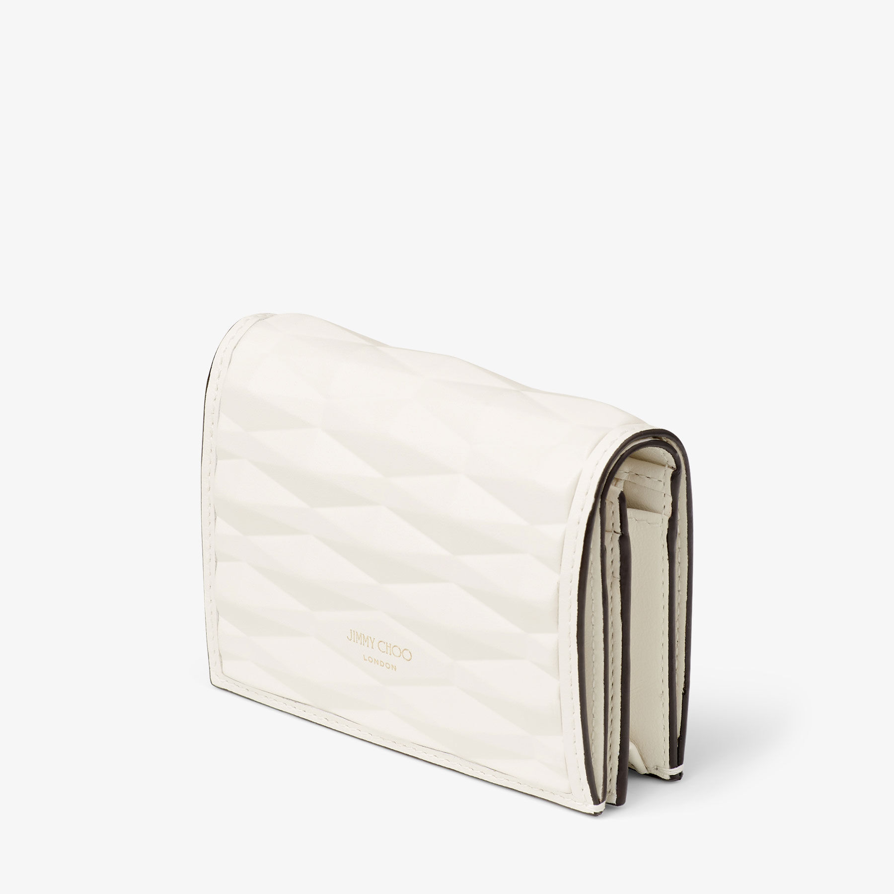 Hanne Latte Diamond Embossed 3D Leather Wallet JIMMY CHOO