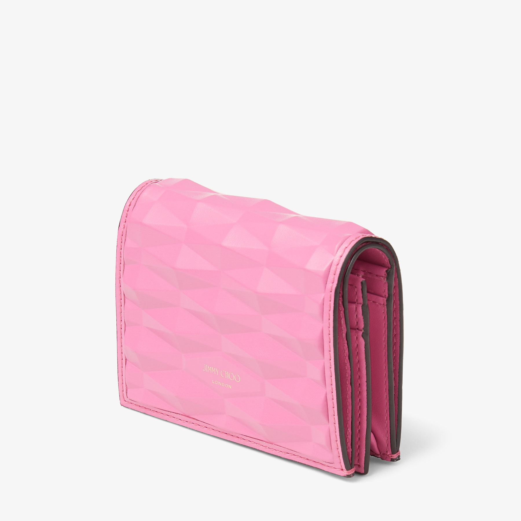 Hanne Candy Pink Diamond Embossed 3D Leather Wallet JIMMY CHOO