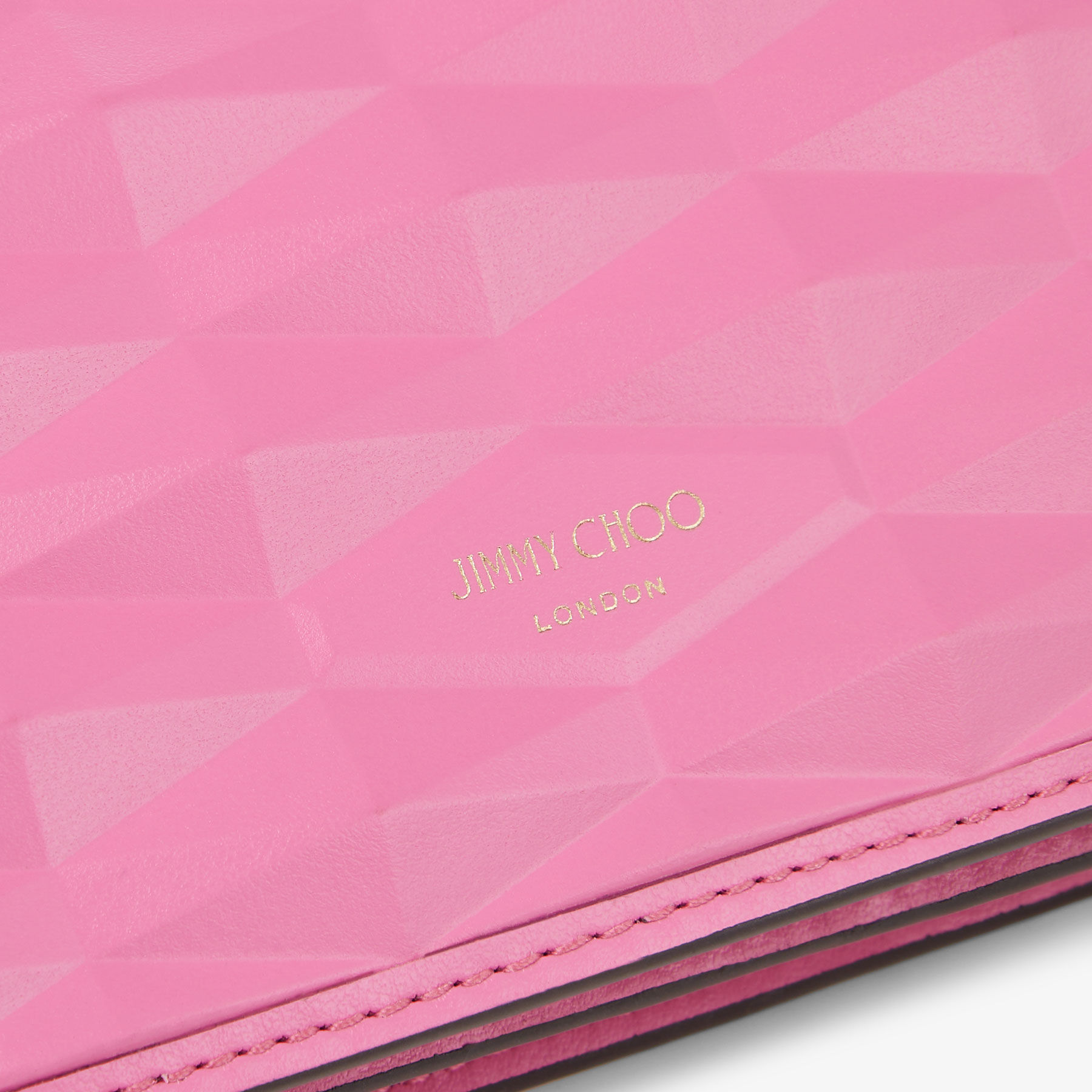 Hanne | Candy Pink Diamond Embossed 3D Leather Wallet | JIMMY CHOO