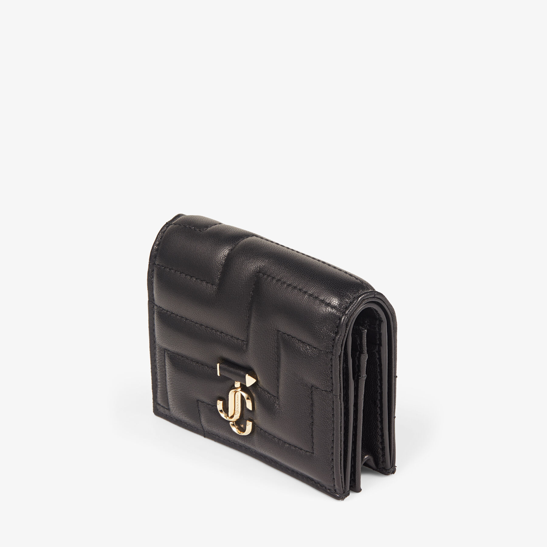 Black Avenue Nappa Leather Wallet with Light Gold JC Emblem