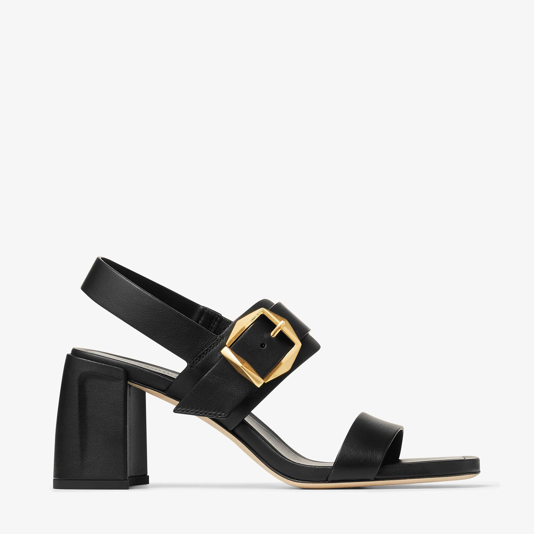 JIMMY CHOO Hawke 70 Black Leather Sandals Black 38.5